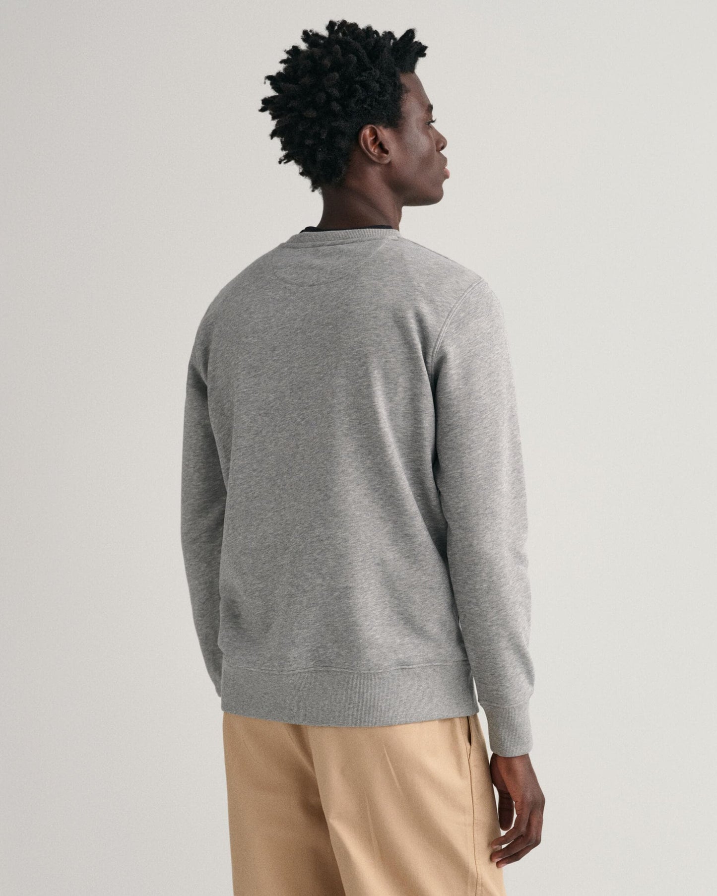 GANT Mens Regular Fit Shield Logo Crew Neck Sweatshirt - 93 Grey Melange