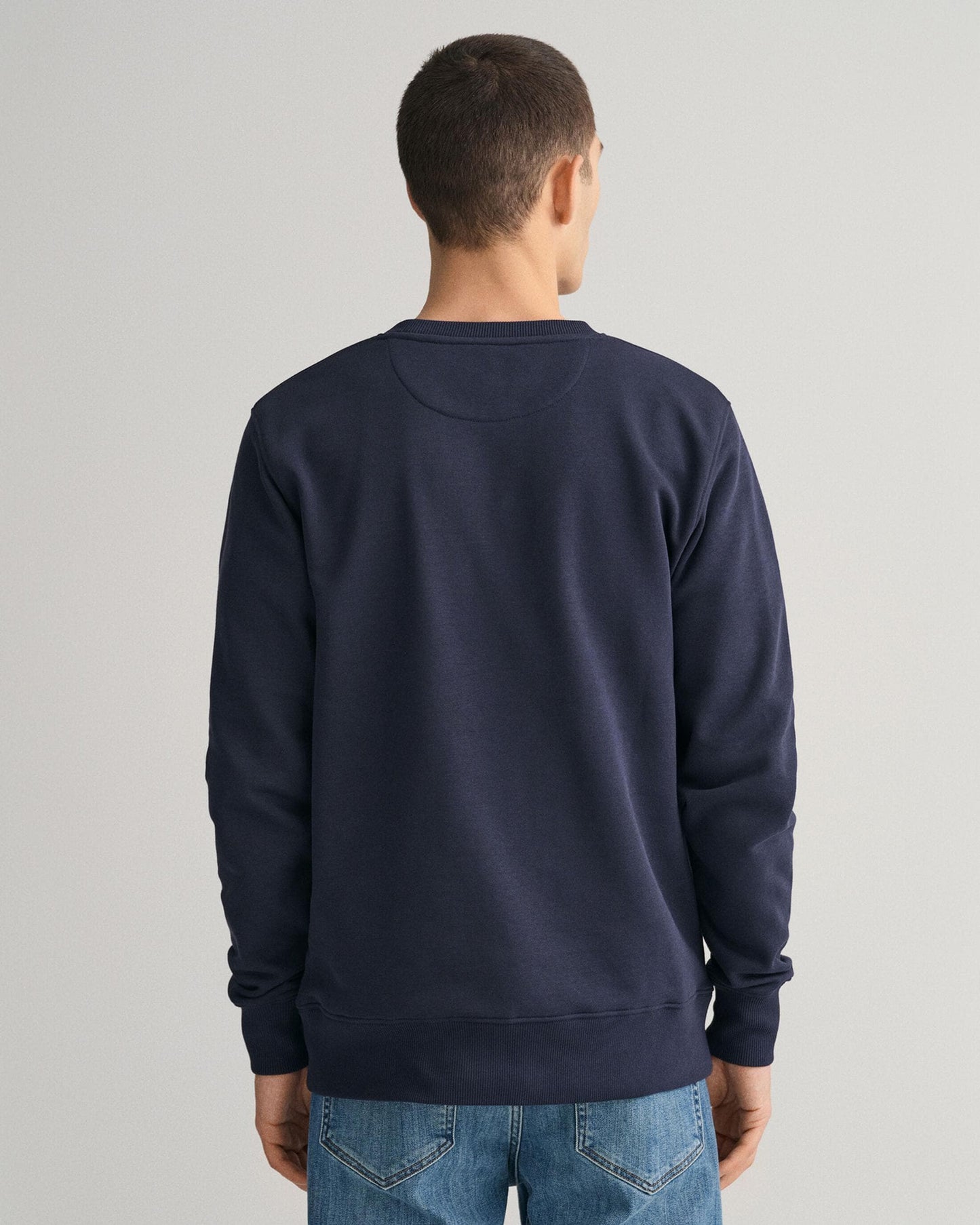 GANT Mens Regular Fit Shield Logo Crew Neck Sweatshirt - 433 Evening Blue