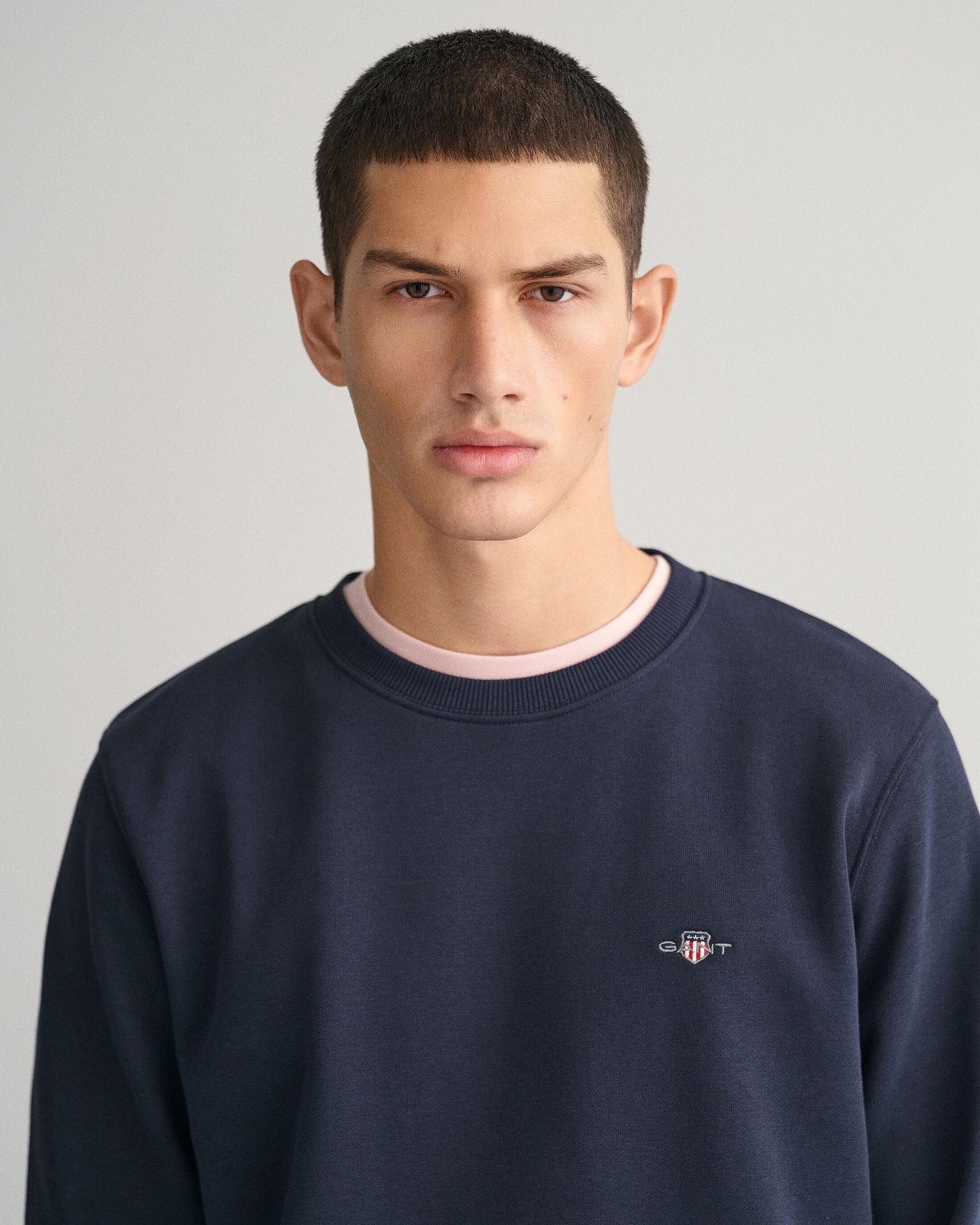 GANT Mens Regular Fit Shield Logo Crew Neck Sweatshirt - 433 Evening Blue