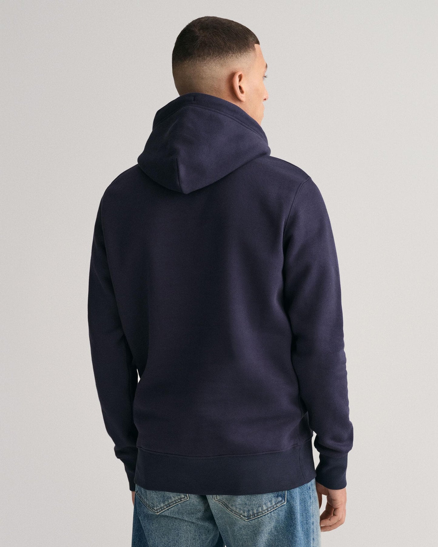 GANT Mens Regular Fit Shield Logo Pullover Hoodie - 433 Evening Blue