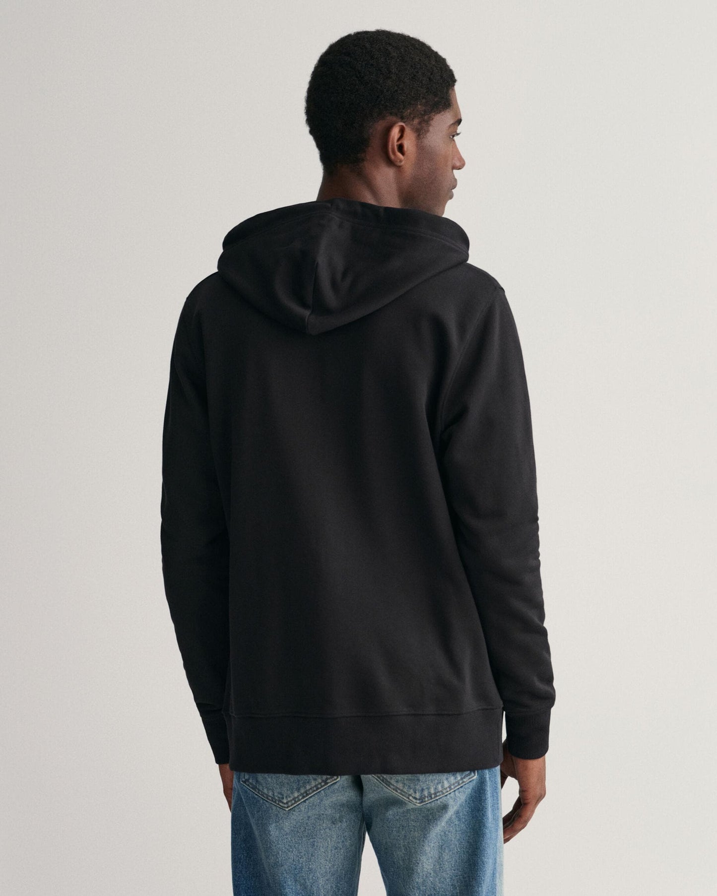 GANT Mens Regular Fit Shield Logo Full Zip Hoodie - 5 Black