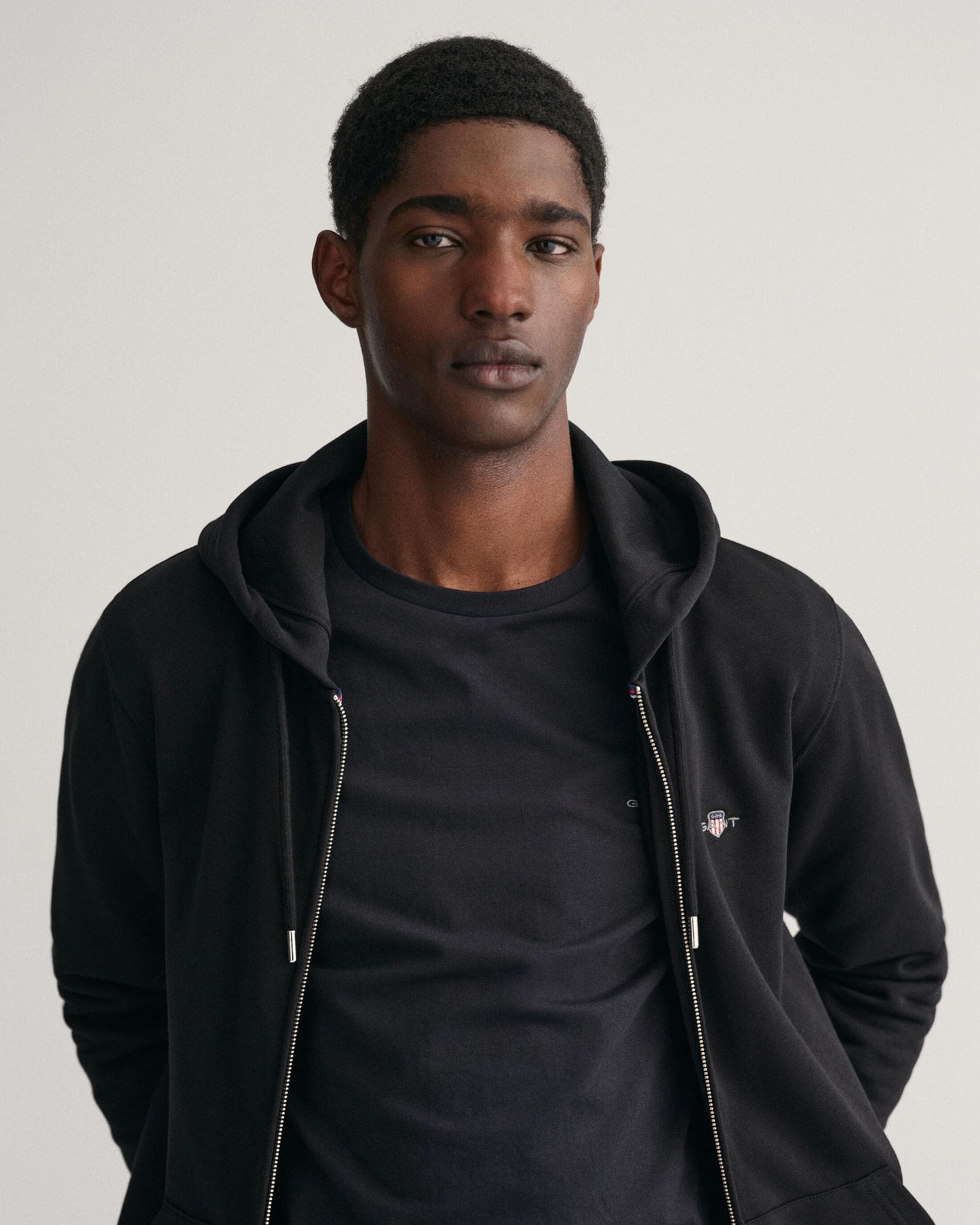 GANT Mens Regular Fit Shield Logo Full Zip Hoodie - 5 Black