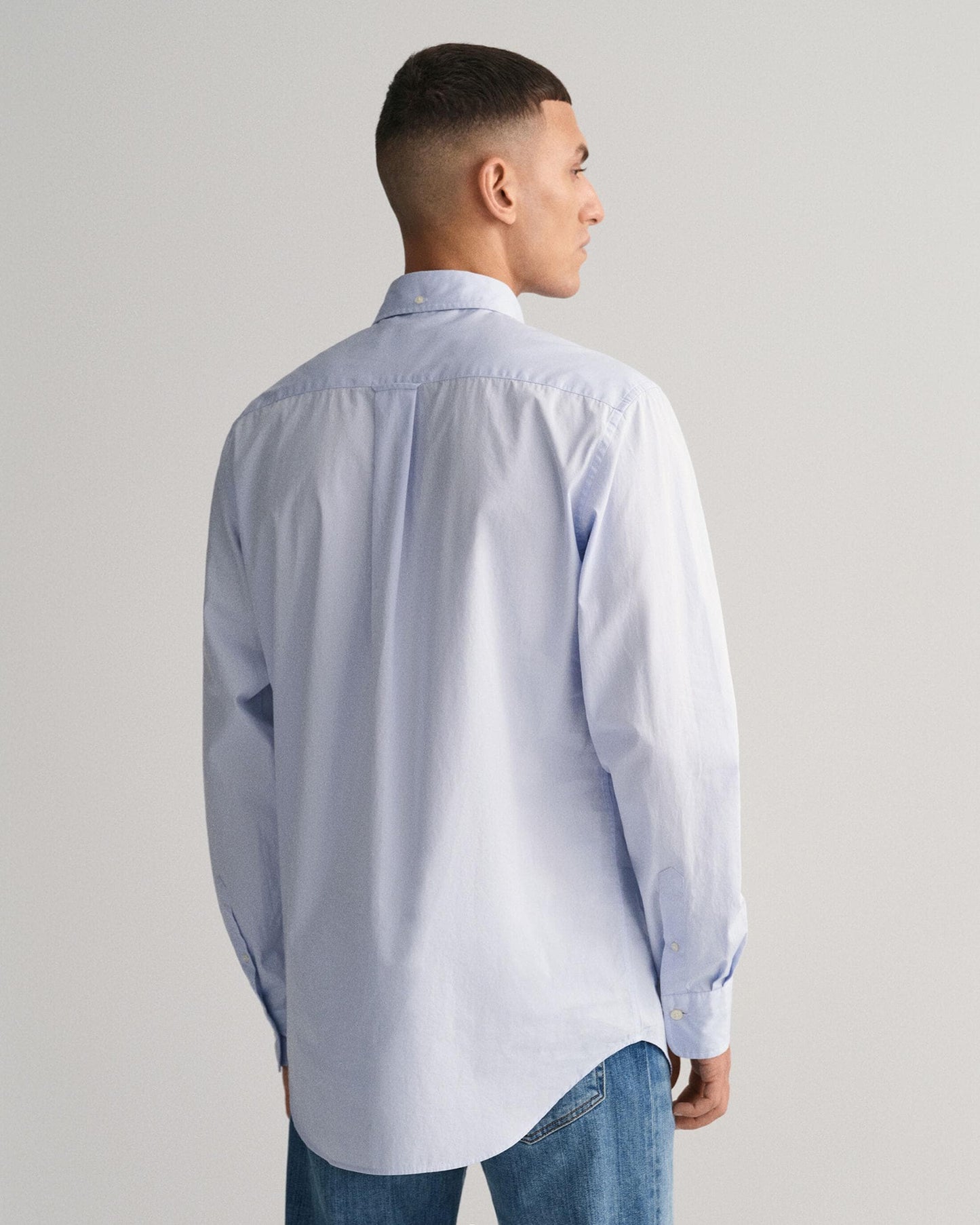 GANT Mens Regular Fit Long Sleeve Poplin Shirt - 455 Light Blue