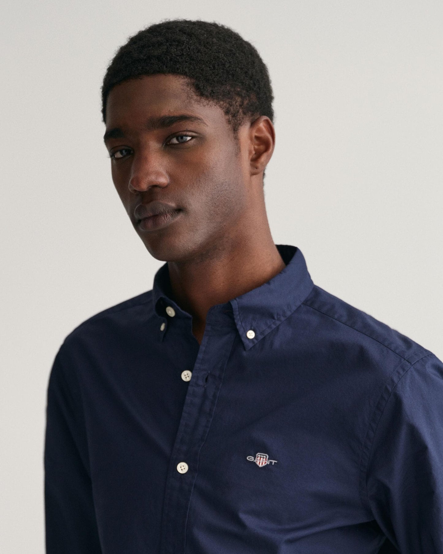 GANT Mens Slim Fit Long Sleeve Poplin Shirt - 410 Marine