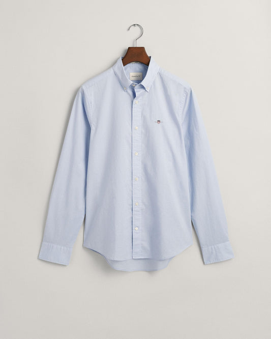 GANT Mens Slim Fit Long Sleeve Poplin Shirt - 455 Light Blue