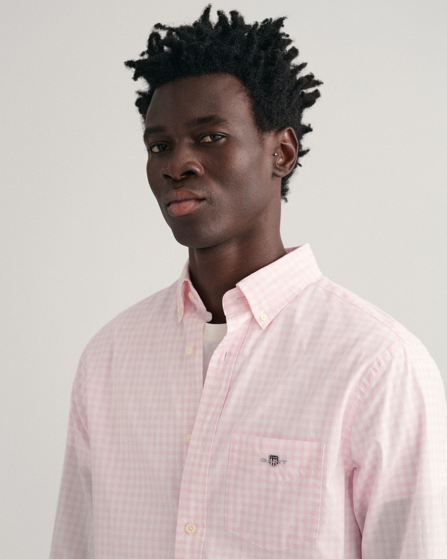 GANT Mens Regular Fit Long Sleeve Poplin Gingham Shirt - 662 Light Pink
