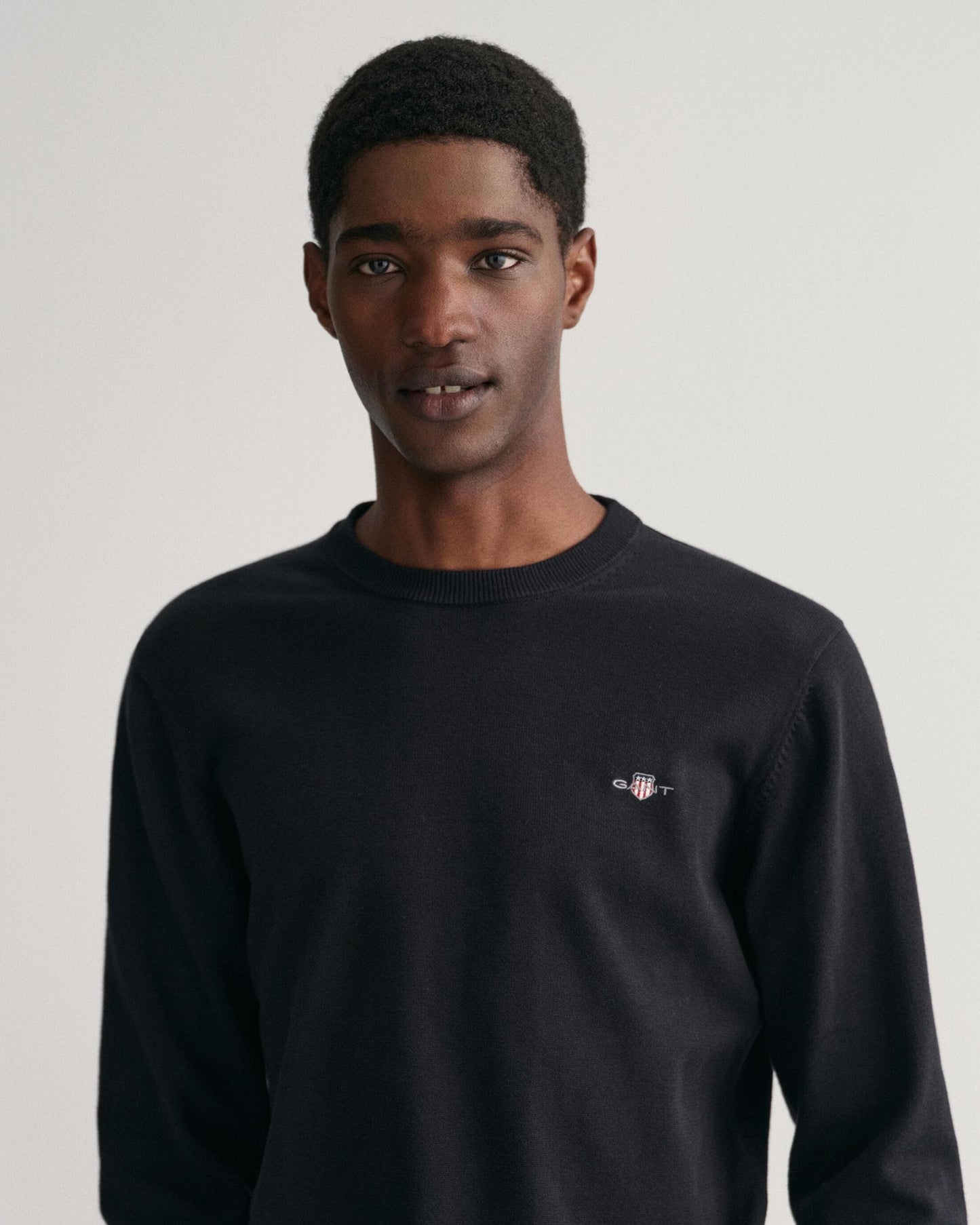 GANT Mens Classic Cotton Crew Neck Jumper - 5 Black