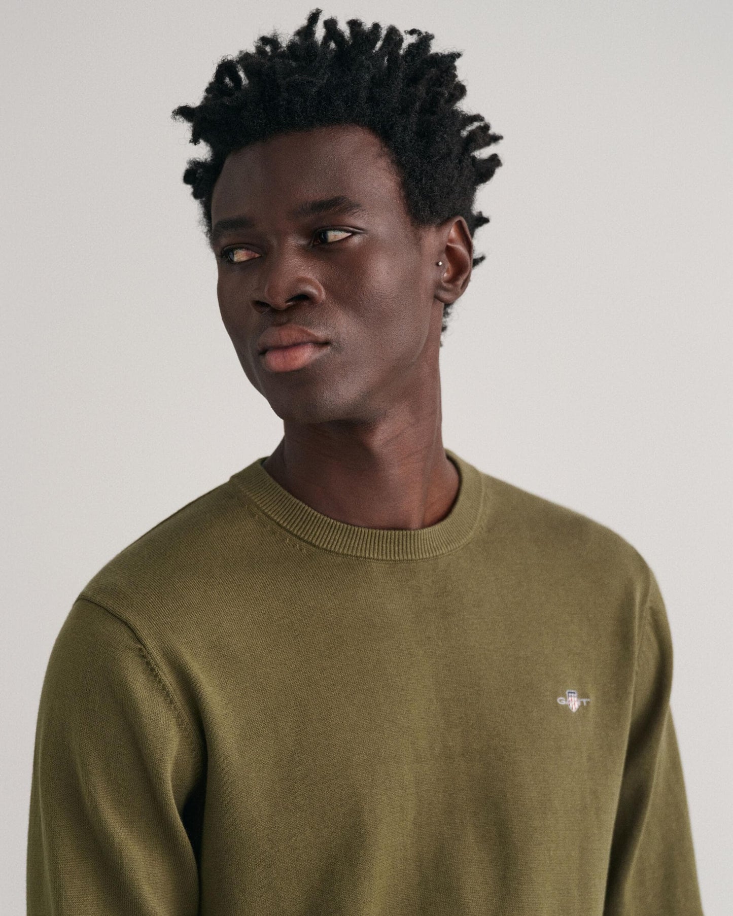 GANT Mens Classic Cotton Crew Neck Jumper - 301 Racing Green