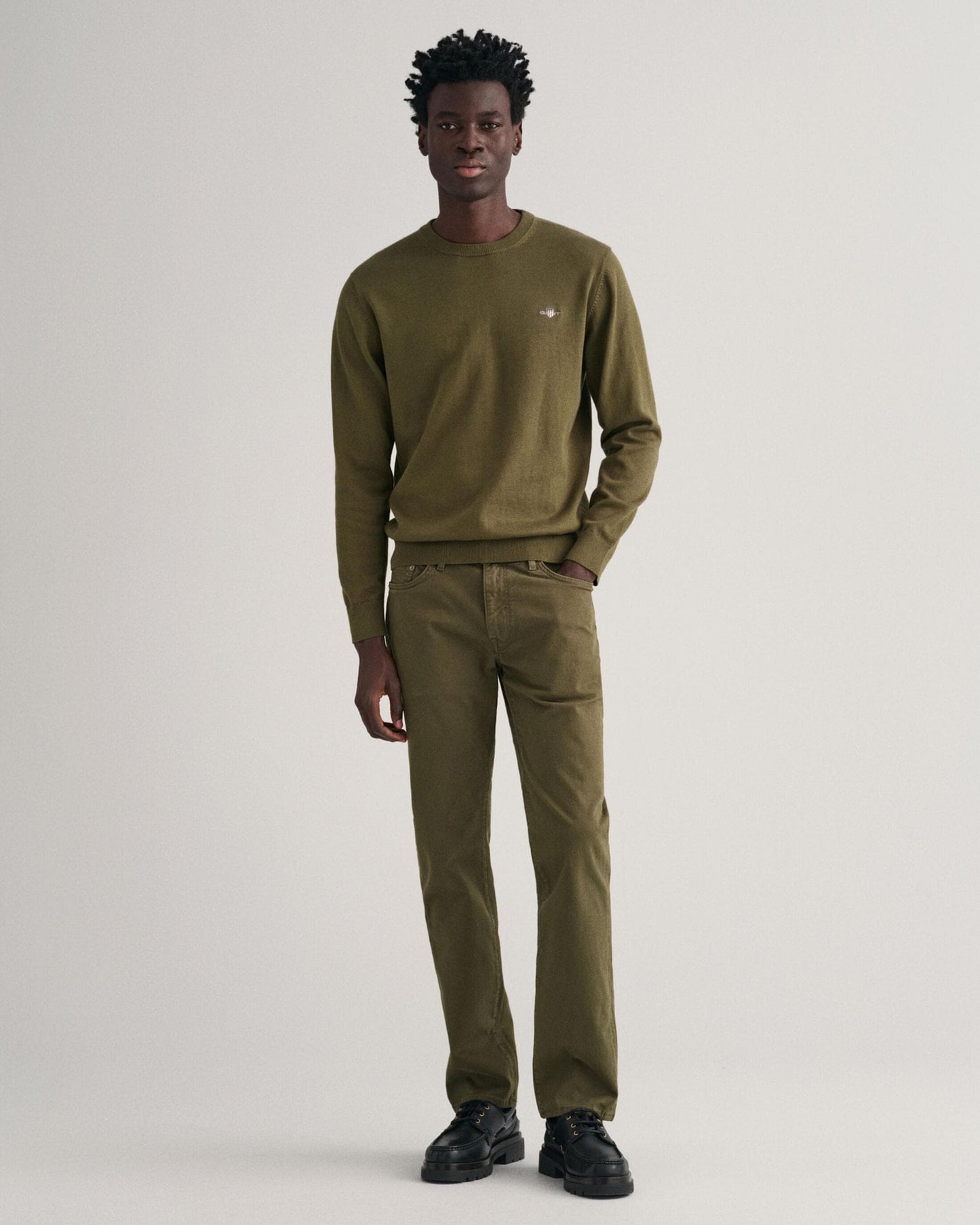 GANT Mens Classic Cotton Crew Neck Jumper - 301 Racing Green