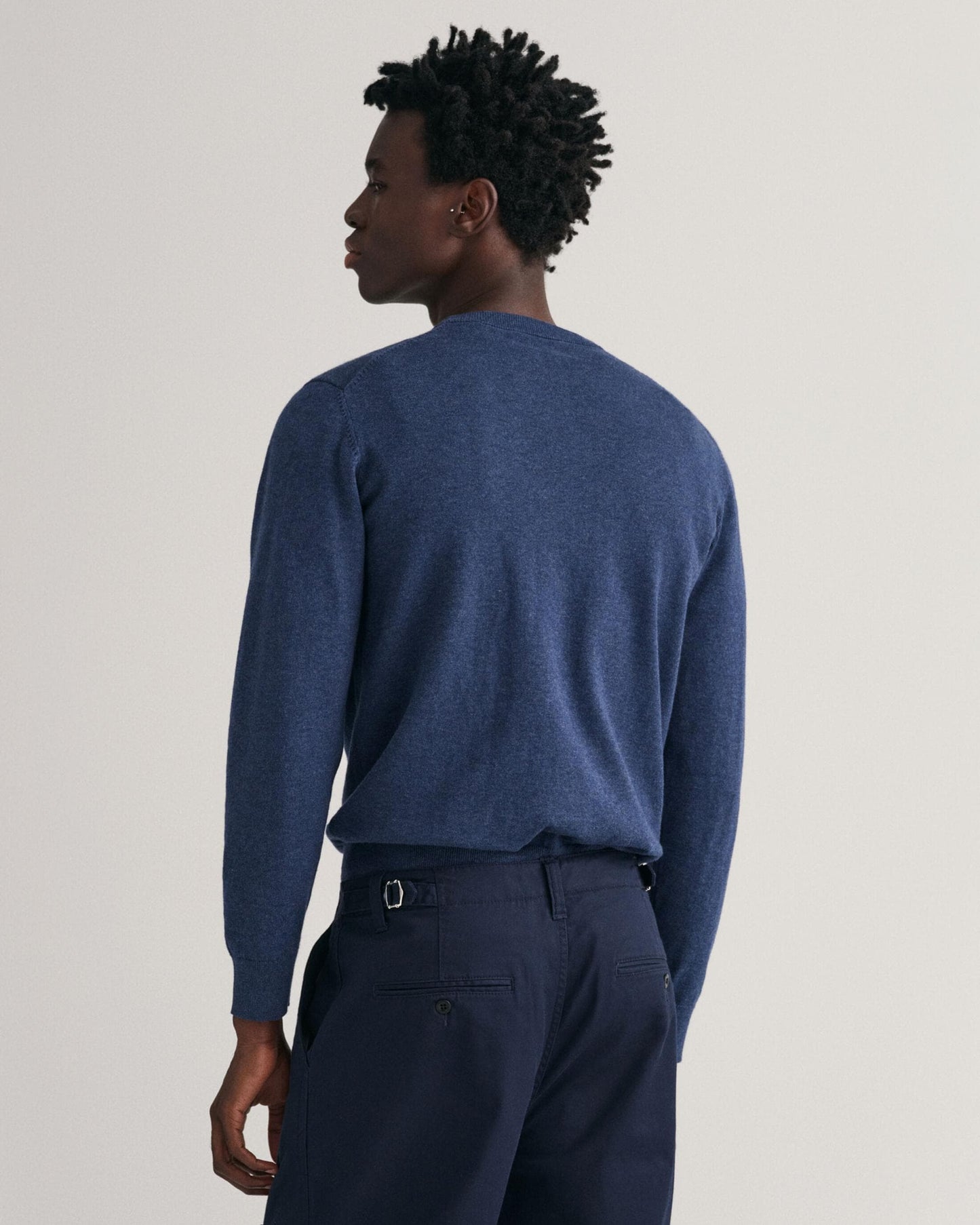 GANT Mens Classic Cotton Crew Neck Jumper - 902 Dark Jeansblue Melange