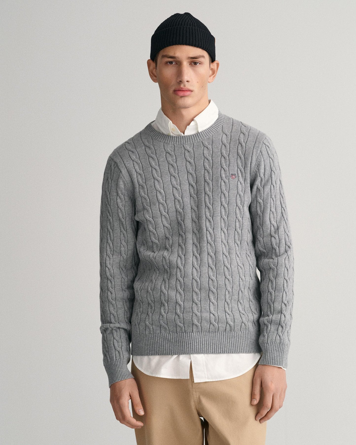 GANT Mens Cotton Cable Knit Crew Neck Jumper