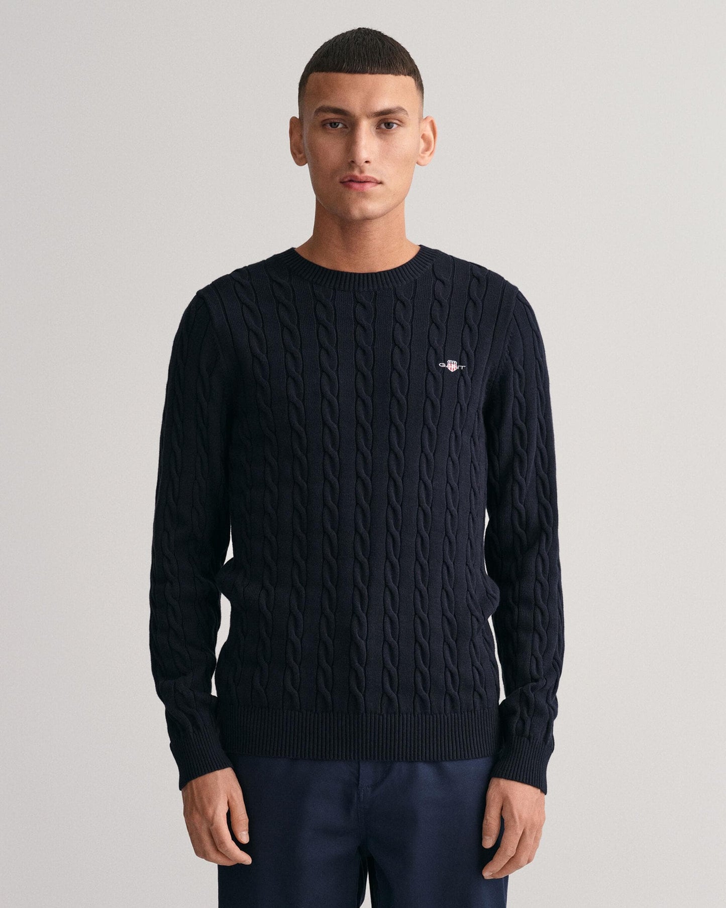 GANT Mens Cotton Cable Knit Crew Neck Jumper