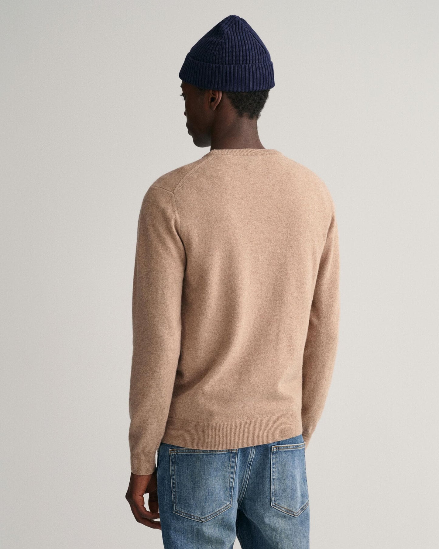 GANT Mens Superfine Lambswool Crew Neck Jumper - 295 Dark Sand Melange
