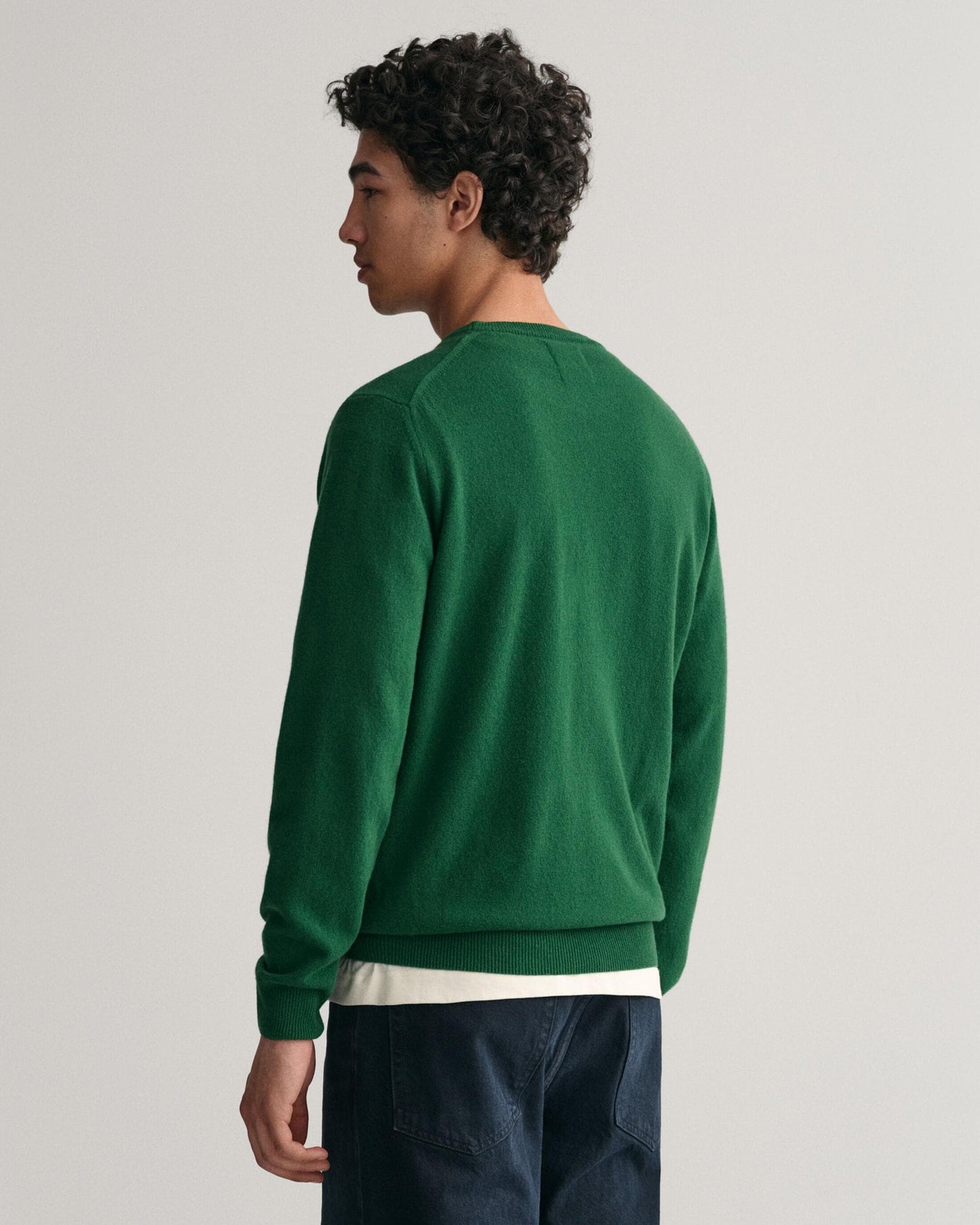 GANT Mens Superfine Lambswool Crew Neck Jumper - 338 Forest Green