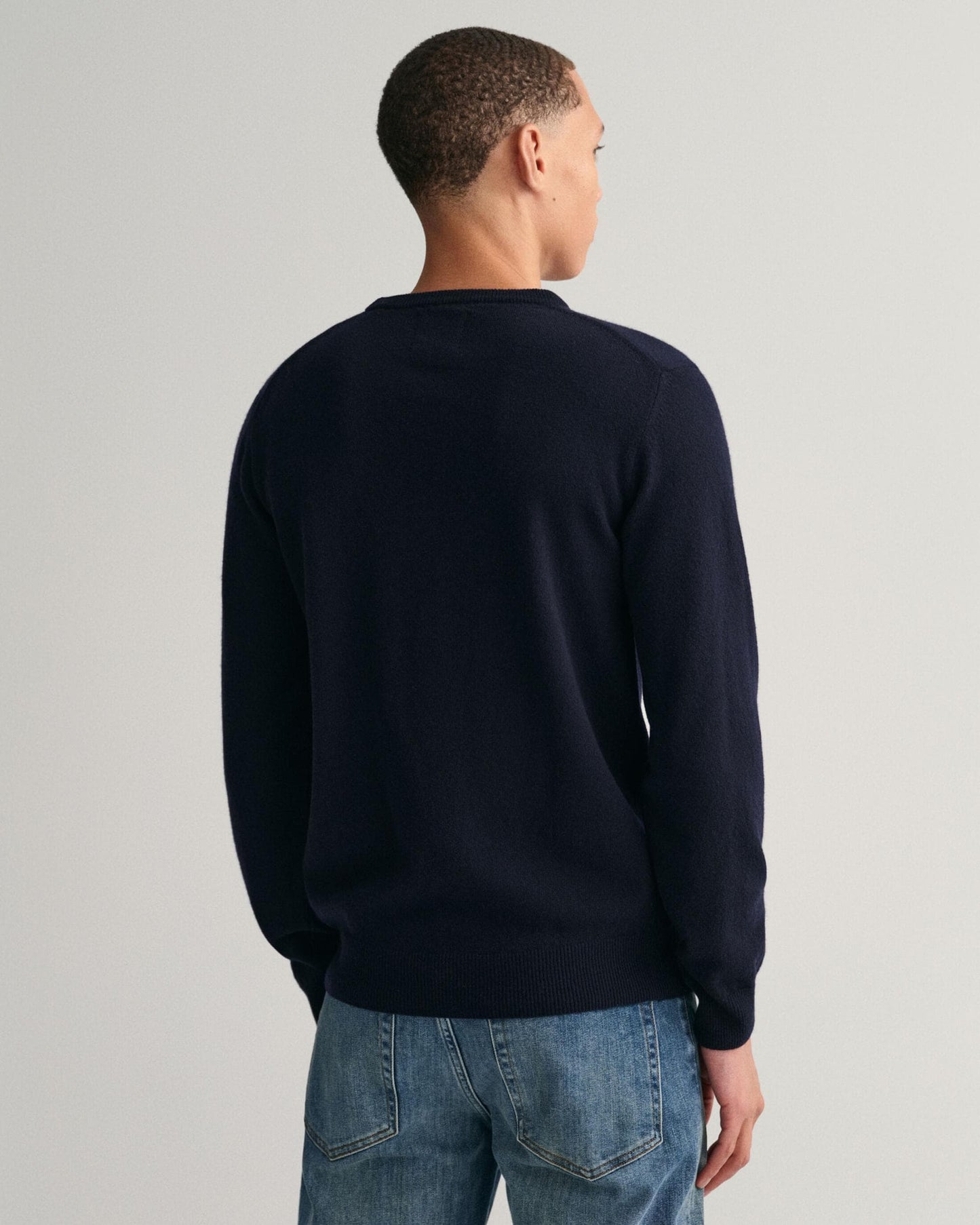 GANT Mens Superfine Lambswool Crew Neck Jumper - 410 Marine