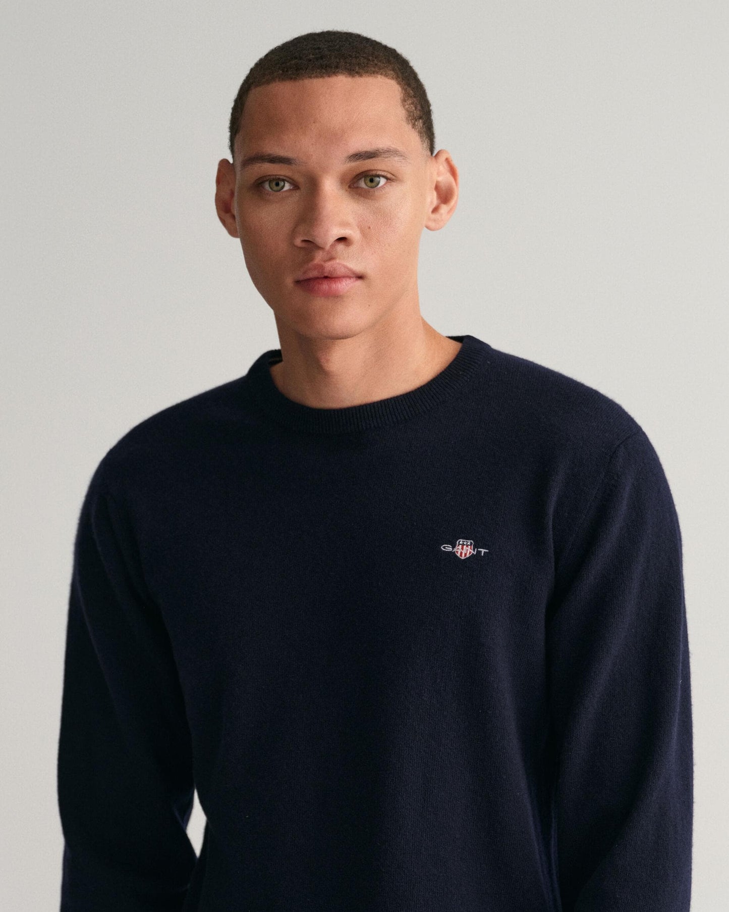 GANT Mens Superfine Lambswool Crew Neck Jumper - 410 Marine