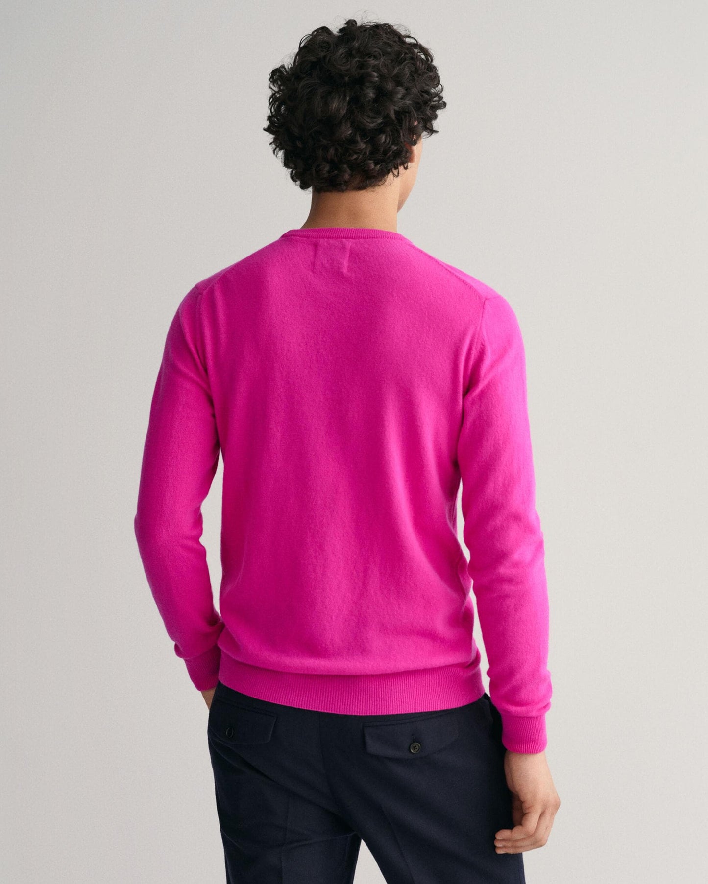 GANT Mens Superfine Lambswool Crew Neck Jumper - 625 Pink Fuchsia