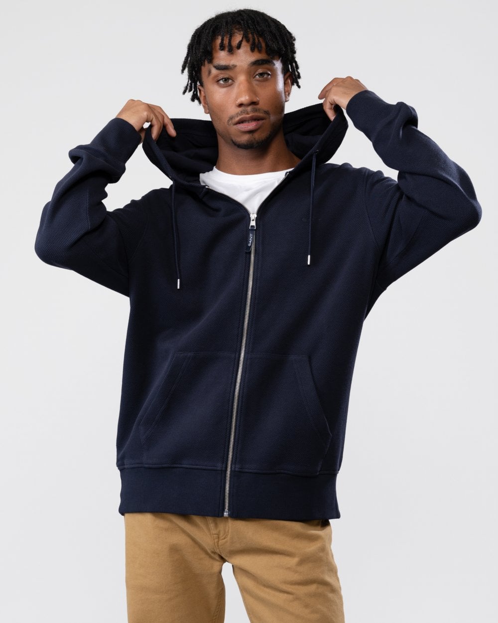 GANT Mens Waffle Texture Zip Hoodie