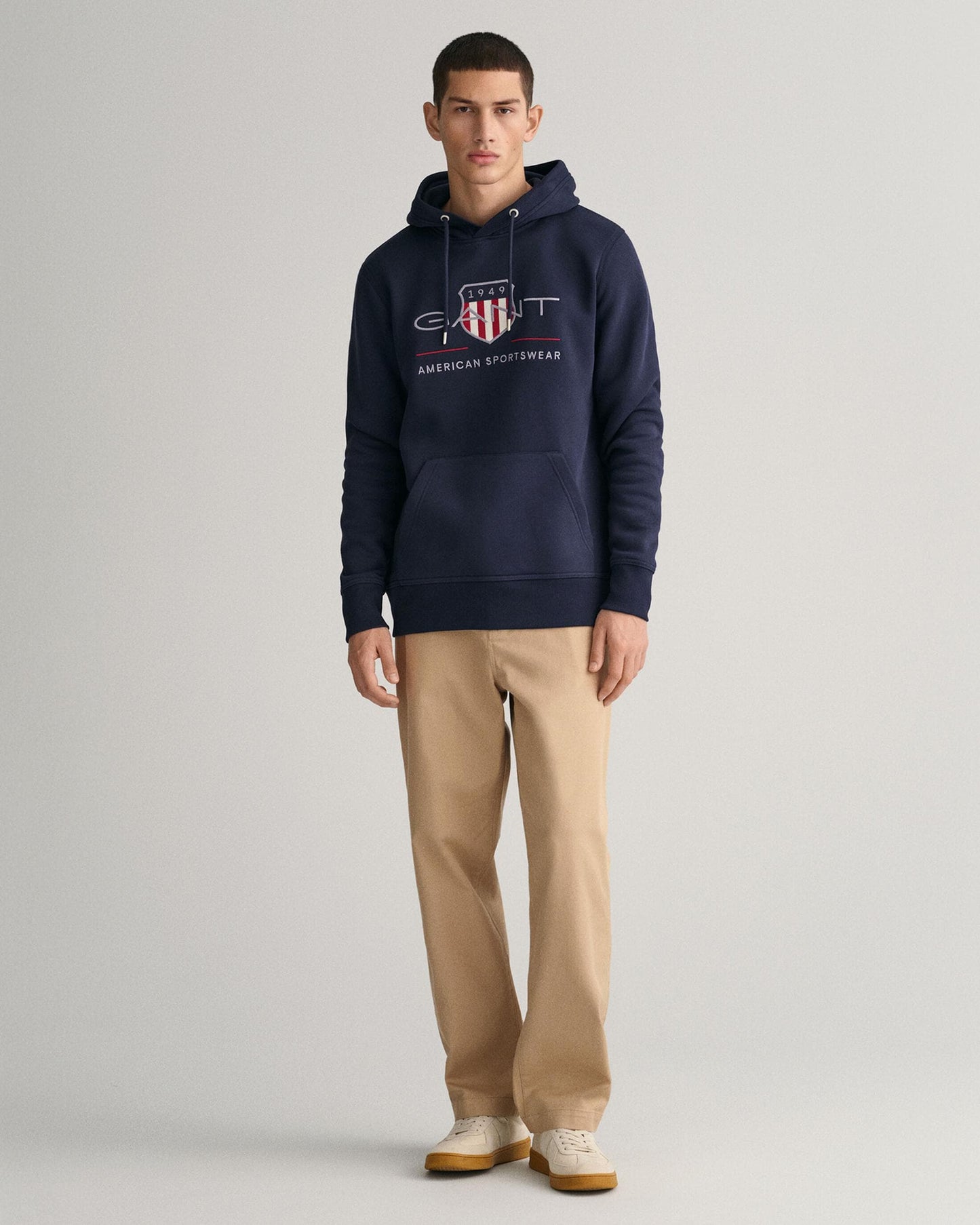 GANT Mens Regular FIt Archive Shield Pullover Hoodie - 433 Evening Blue