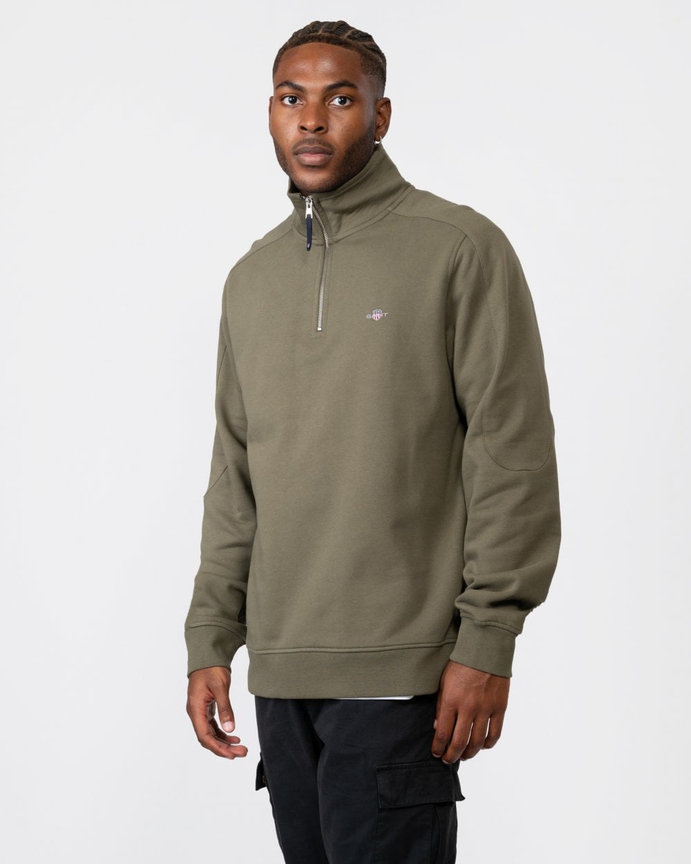 GANT Mens Shield Logo Half Zip Funnel Neck Sweatshirt