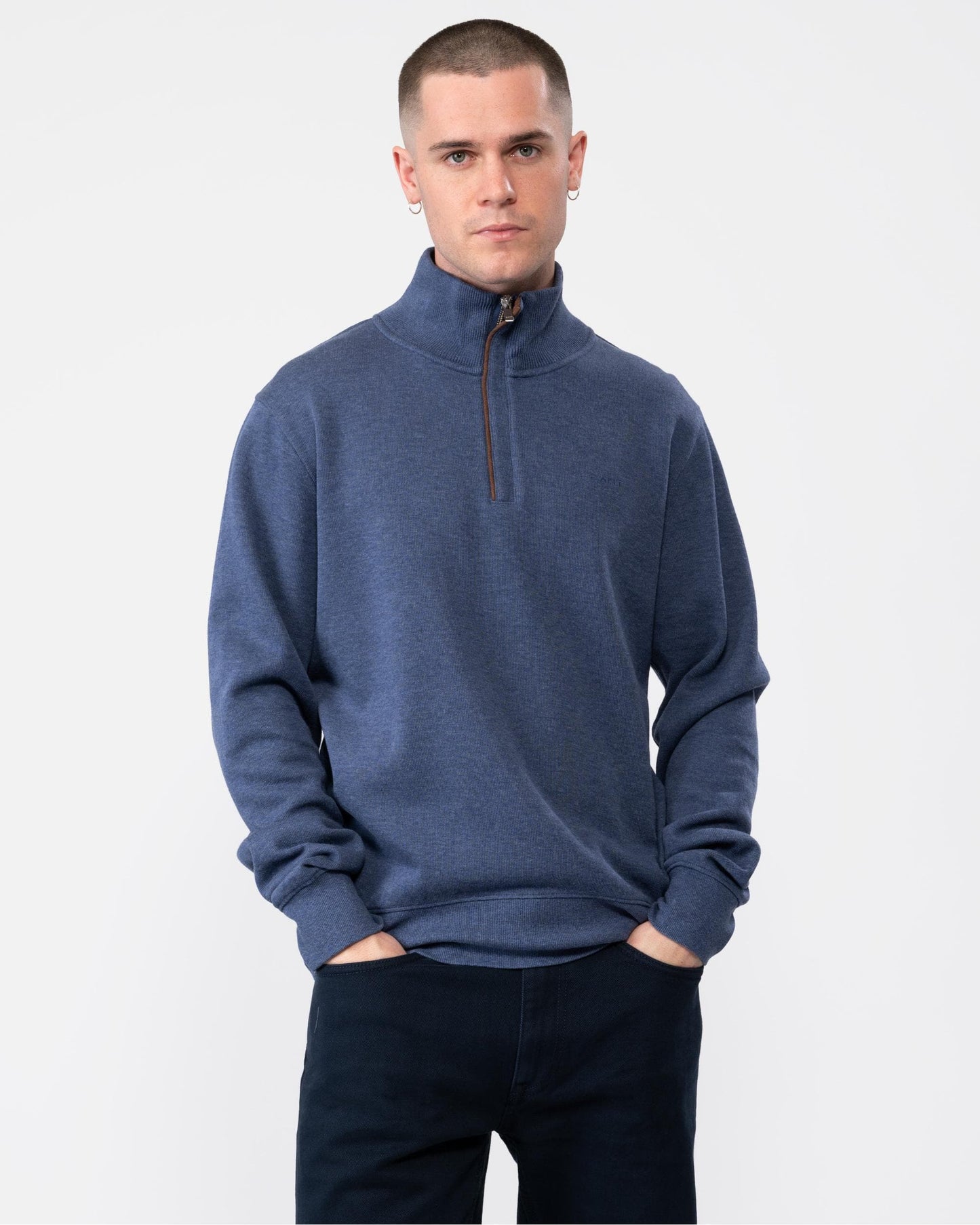 GANT Mens Sacker Rib Half Zip Sweatshirt