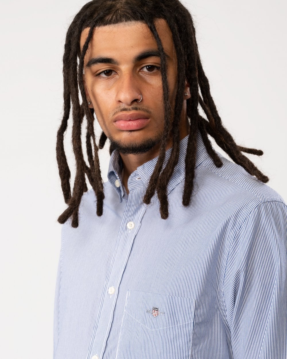 GANT Regular Fit Poplin Shield Banker Shirt - 436 College Blue