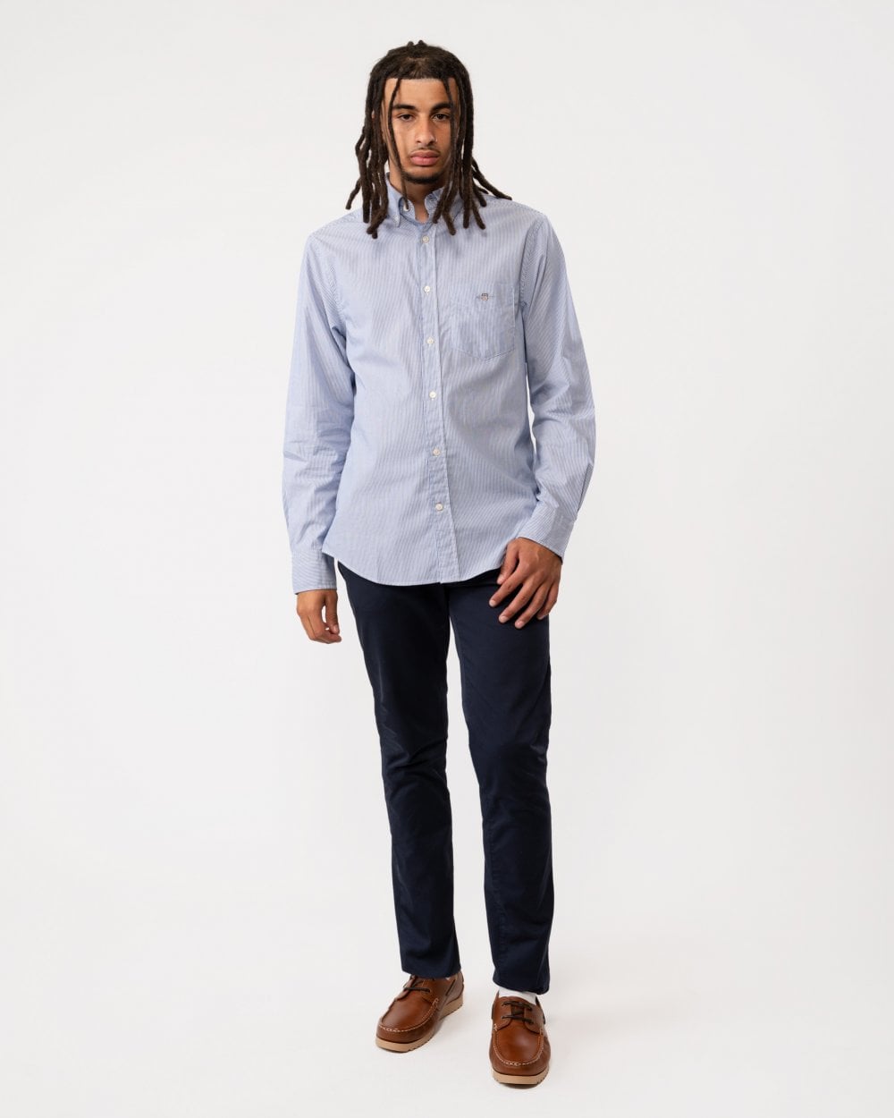 GANT Regular Fit Poplin Shield Banker Shirt - 436 College Blue