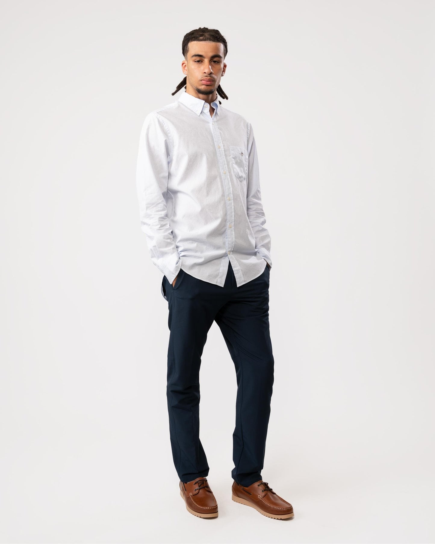 GANT Regular Fit Poplin Shield Banker Shirt - 455 Light Blue