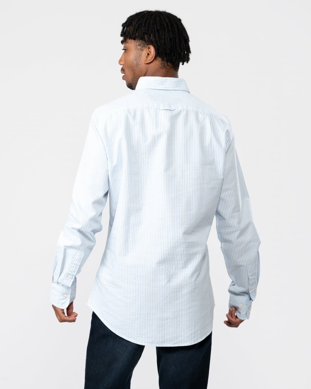 GANT Mens Slim Fit Oxford Banker Stripe Shirt - 455 Light Blue