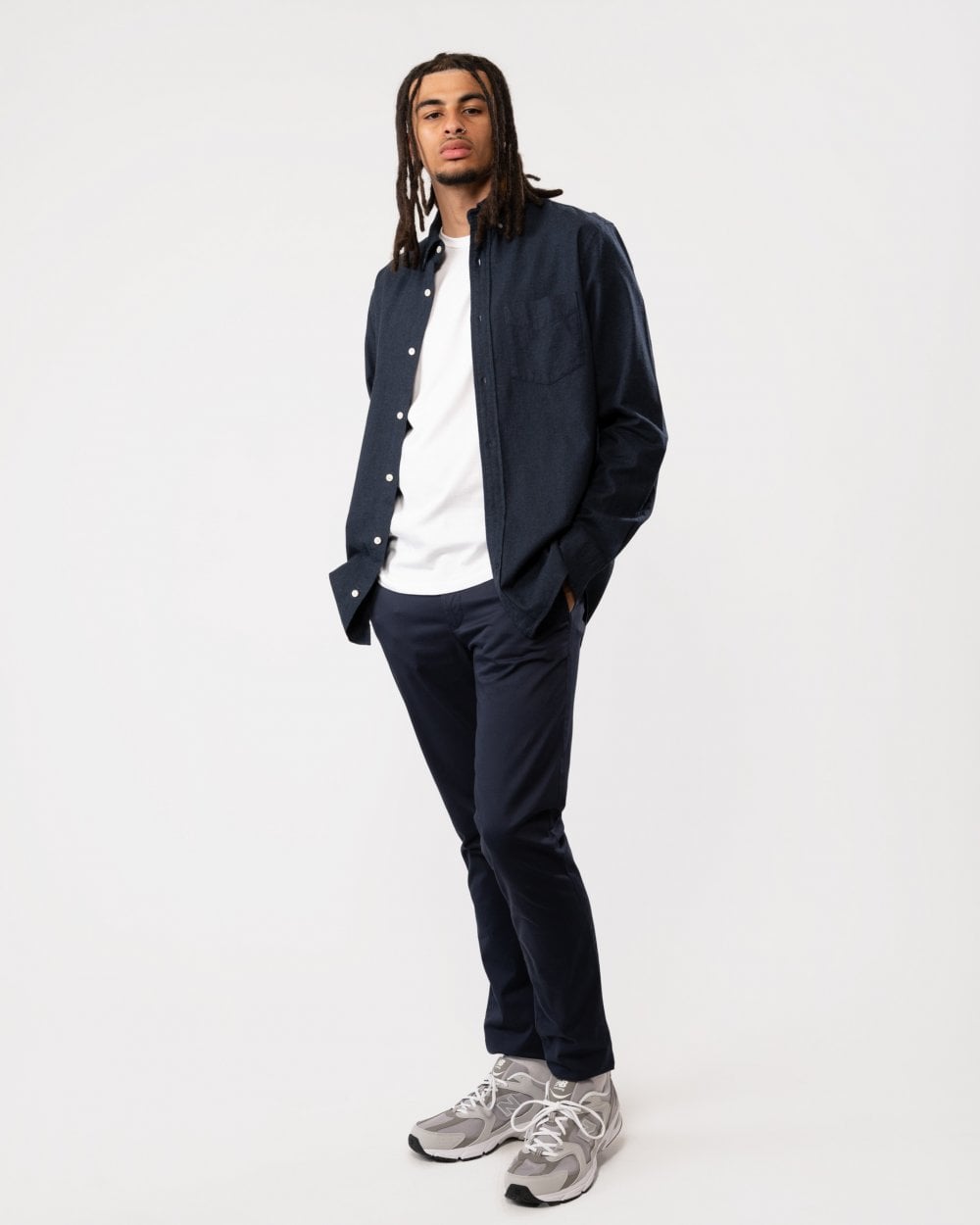 GANT Mens Regular Fit Flannel Melange Shirt - 410 Marine