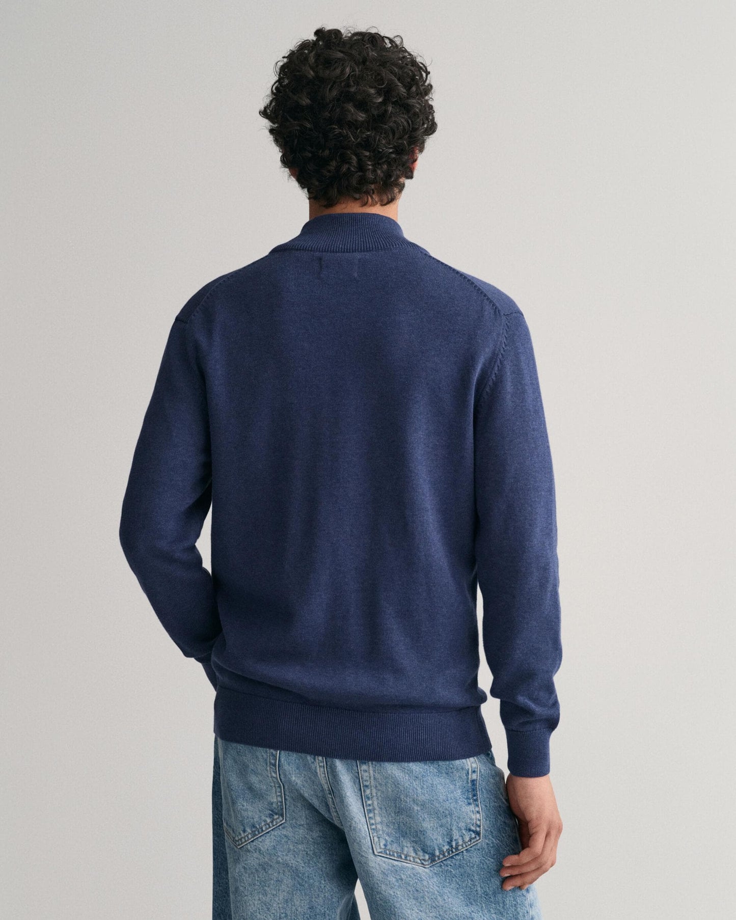GANT Mens Casual Cotton Zip Cardigan - 487 Marine Melange