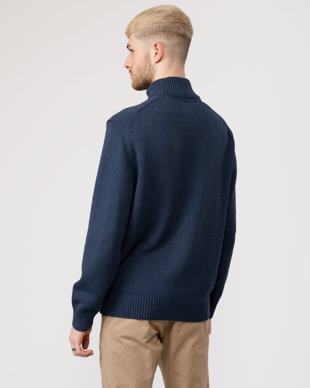 GANT Mens Casual Cotton Half Zip Jumper - 487 Marine Melange