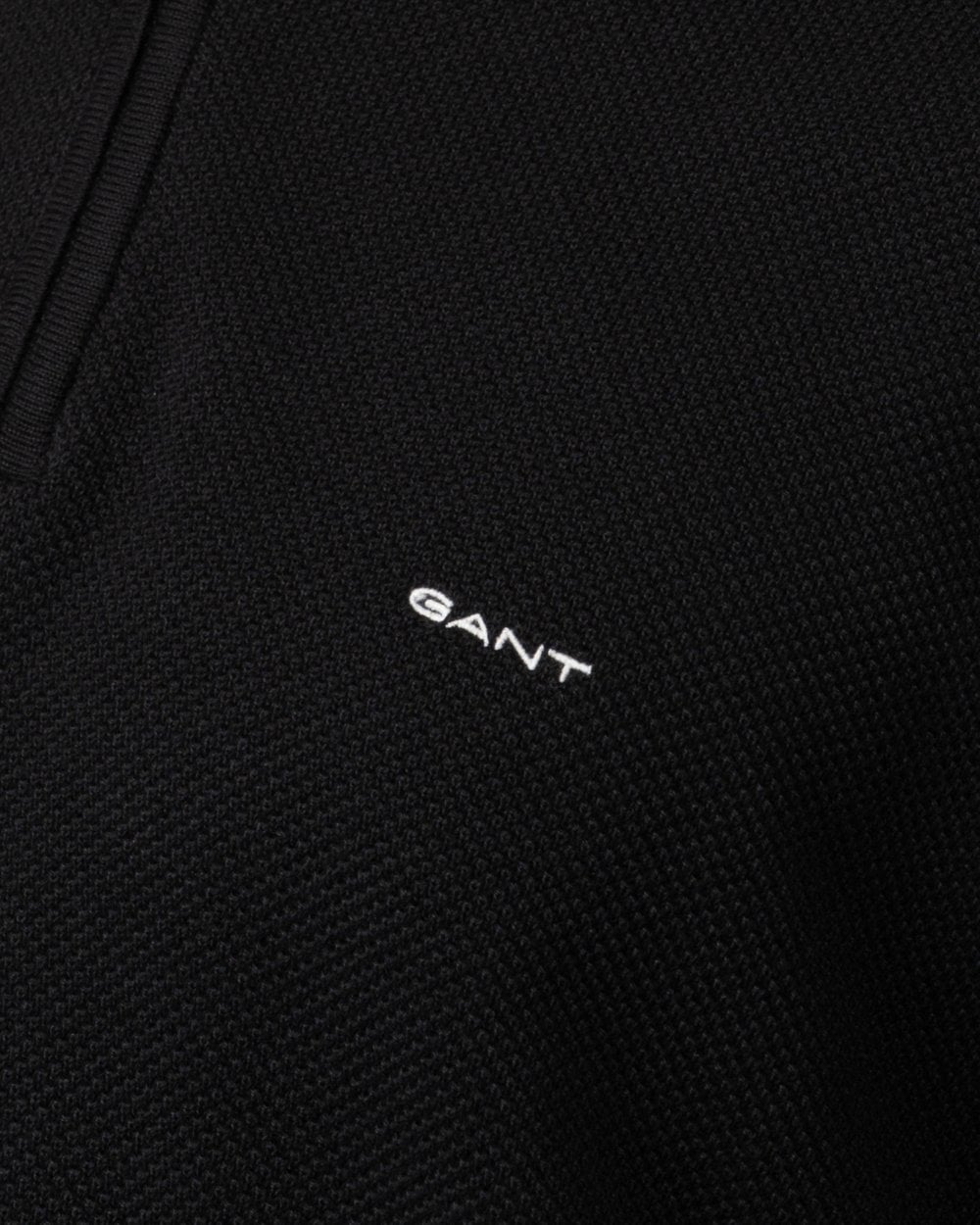 GANT Mens Cotton Pique Half Zip Jumper - 5 Black