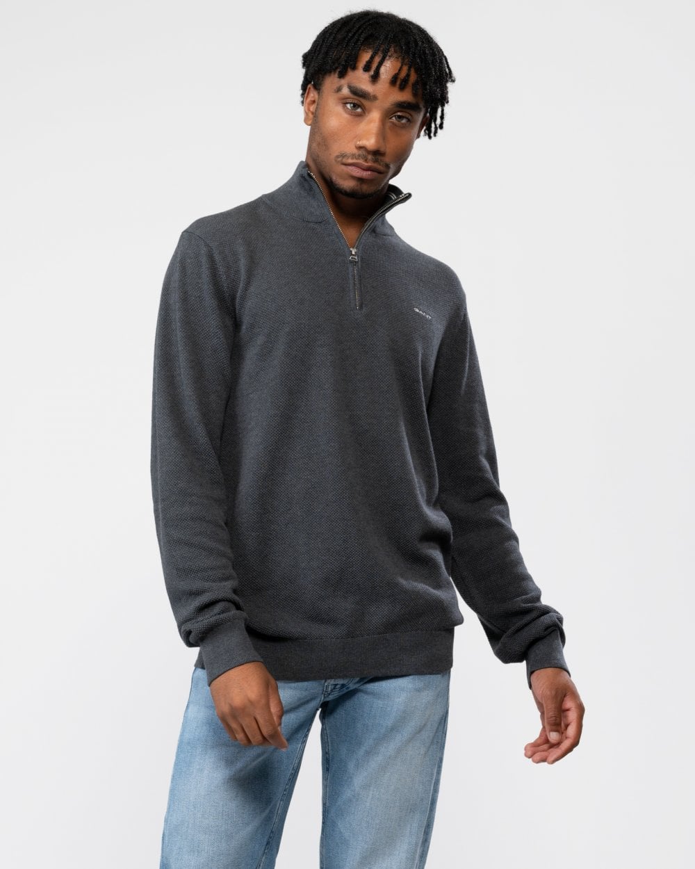 GANT Mens Cotton Pique Half Zip Jumper