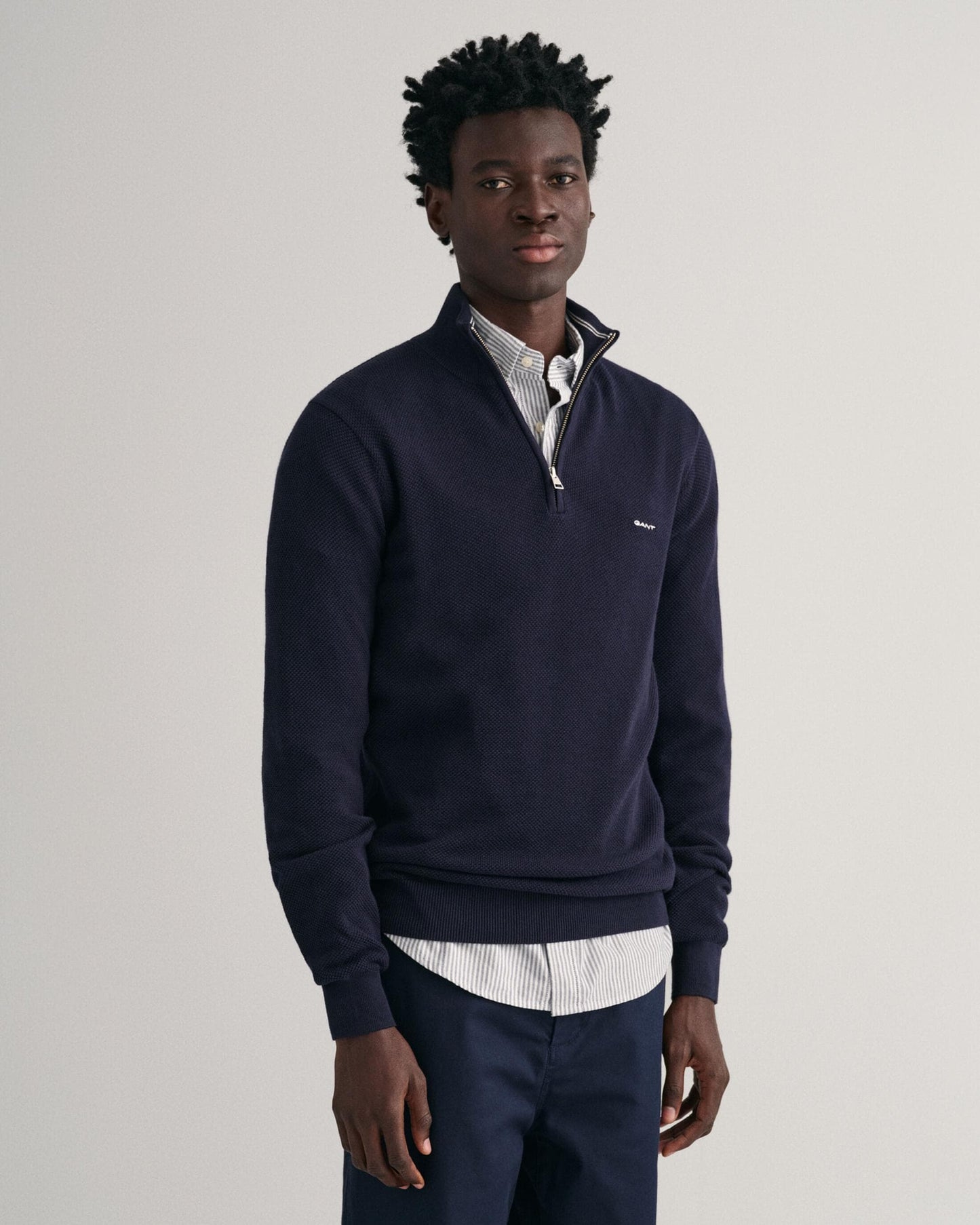 GANT Mens Cotton Pique Half Zip Jumper