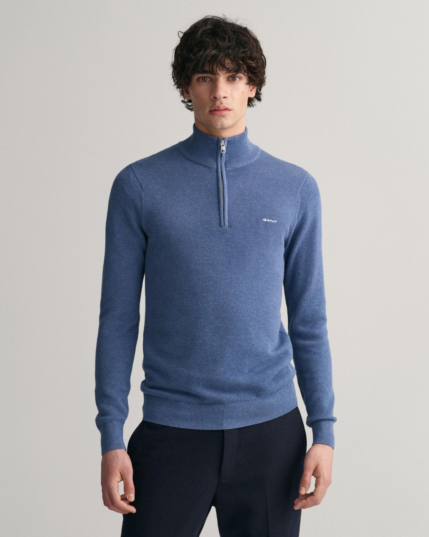 GANT Mens Cotton Pique Half Zip Jumper