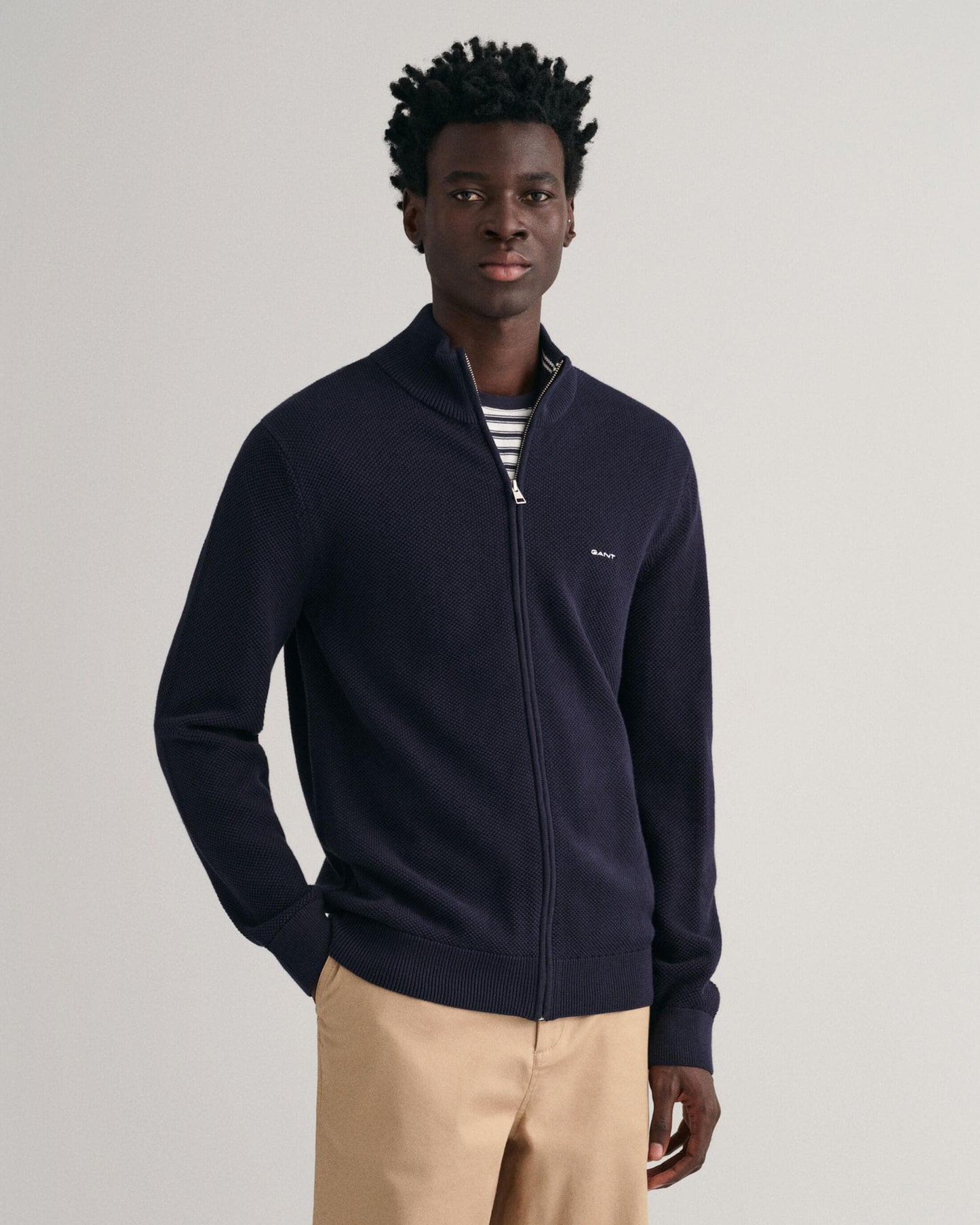 GANT Mens Cotton Pique Full Zip Jumper