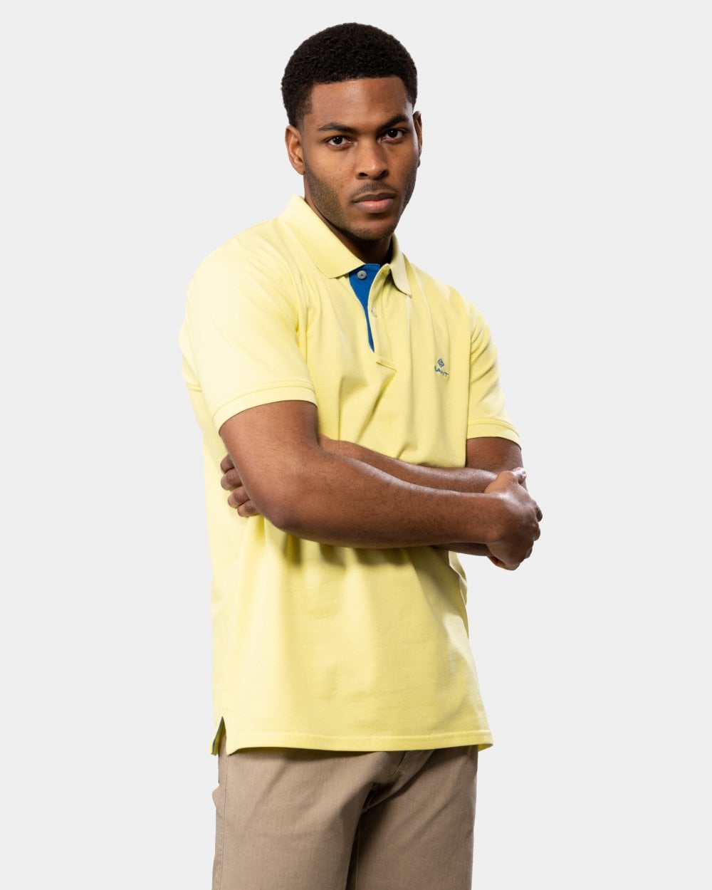 GANT Mens Contrast Collar Pique Short Sleeve Rugger