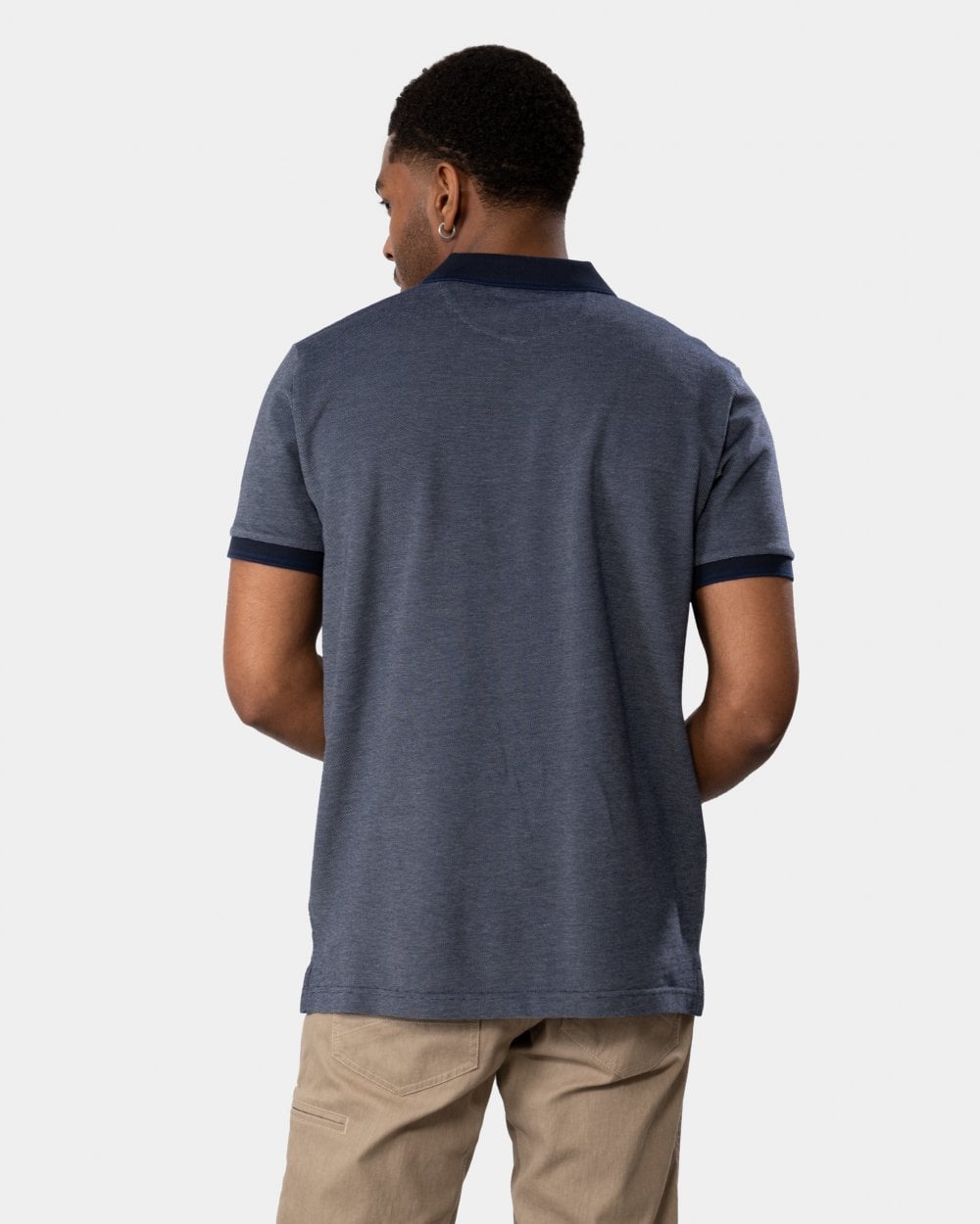 GANT Mens 4-Col Oxford Short Sleeve Pique Polo - 423 Persian Blue