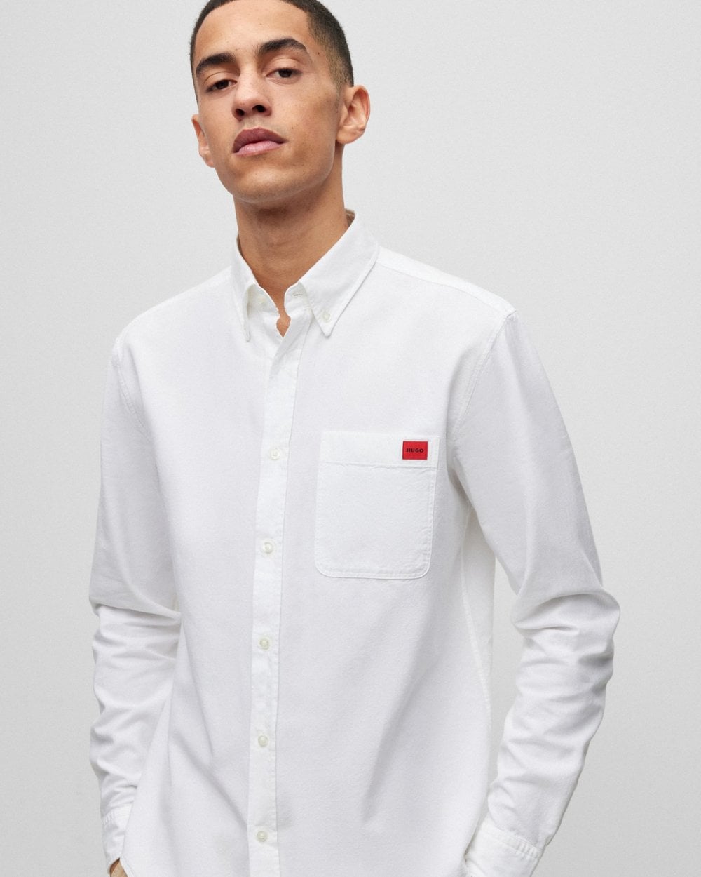 HUGO Evito Slim Fit Mens Long Sleeved Shirt - Open White 199