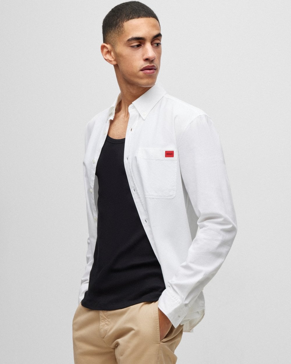 HUGO Evito Slim Fit Mens Long Sleeved Shirt - Open White 199