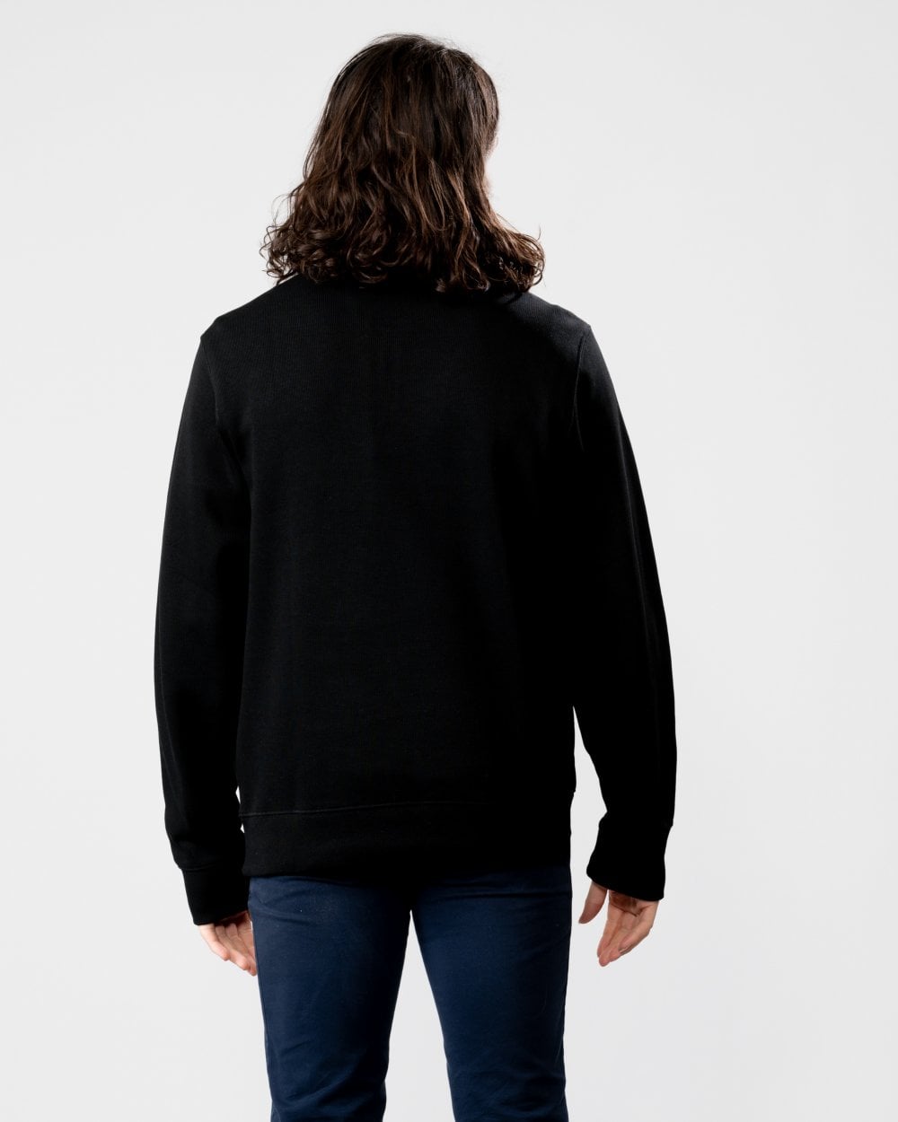 Lacoste Mens Zippered Stand-Up Collar Cotton Sweatshirt - Black 031