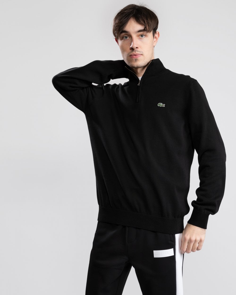 Lacoste Half Zip Logo Mens Sweatshirt - Black 031