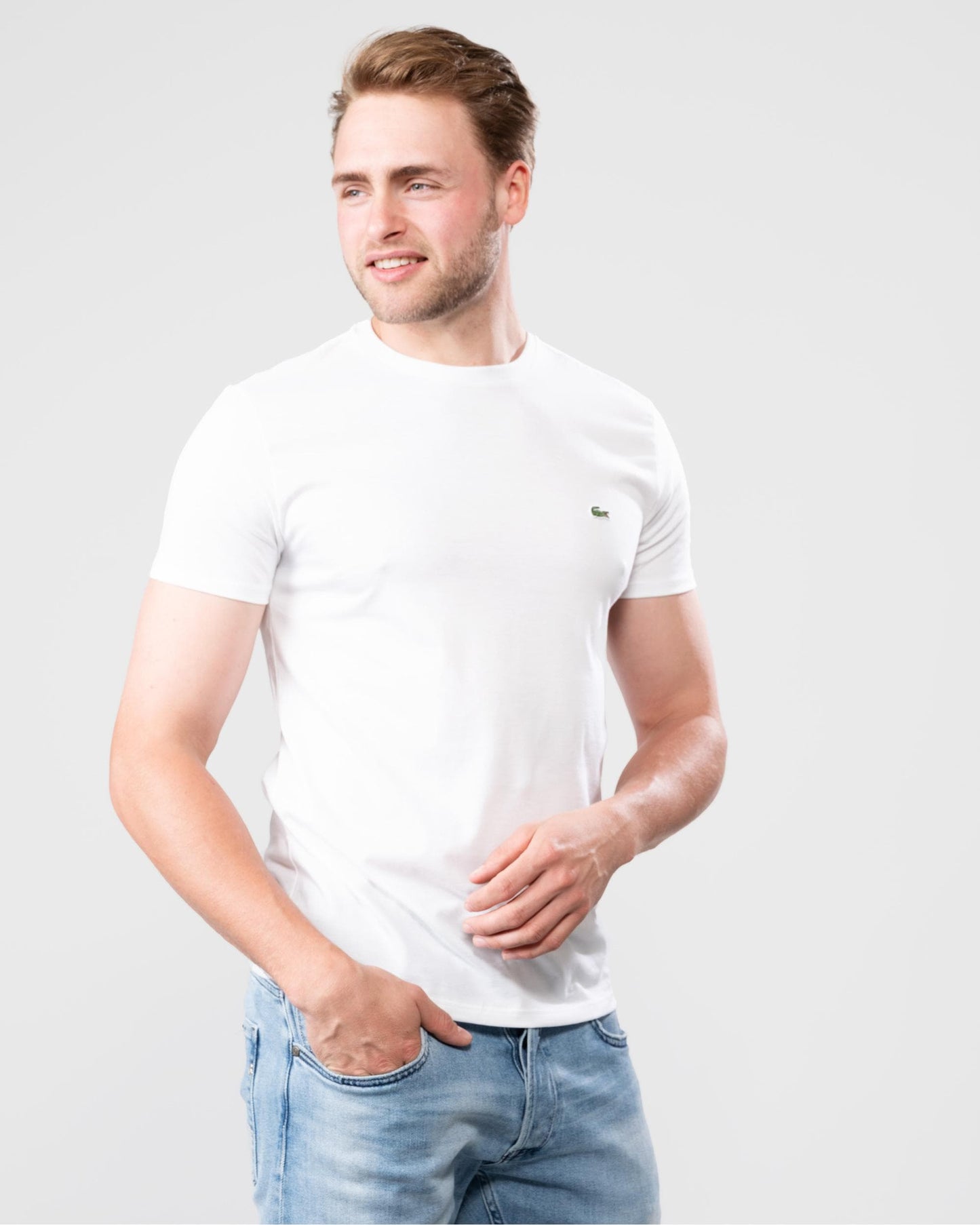 Lacoste Mens Crew Neck Pima Cotton Jersey T-Shirt - White 001