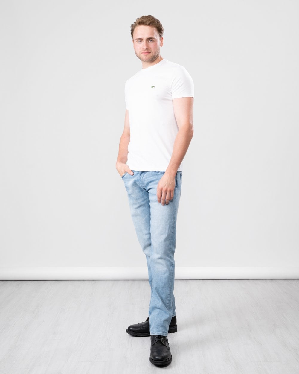 Lacoste Mens Crew Neck Pima Cotton Jersey T-Shirt - White 001