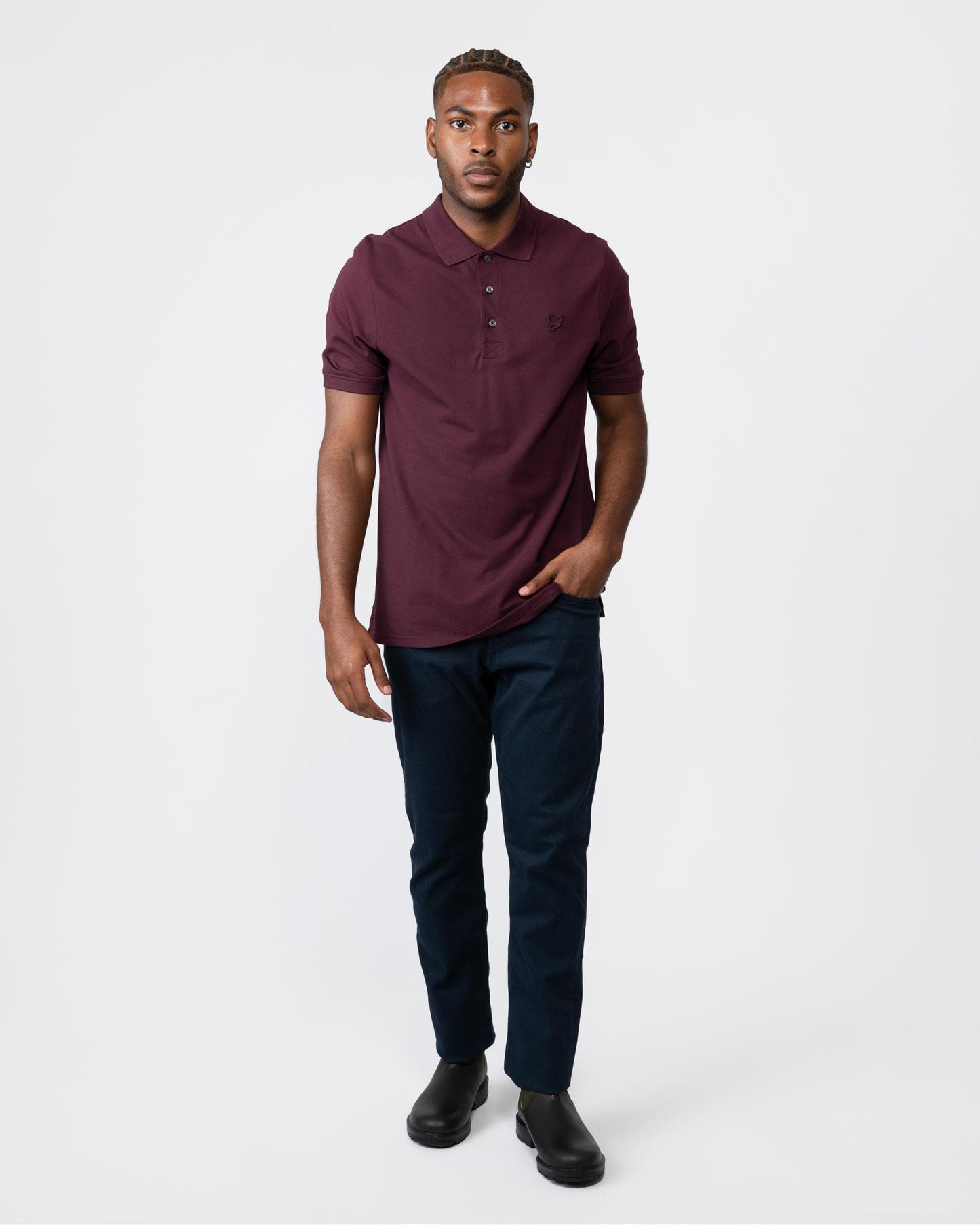 Lyle & Scott Tonal Eagle Mens Polo Shirt - Z562 Burgundy
