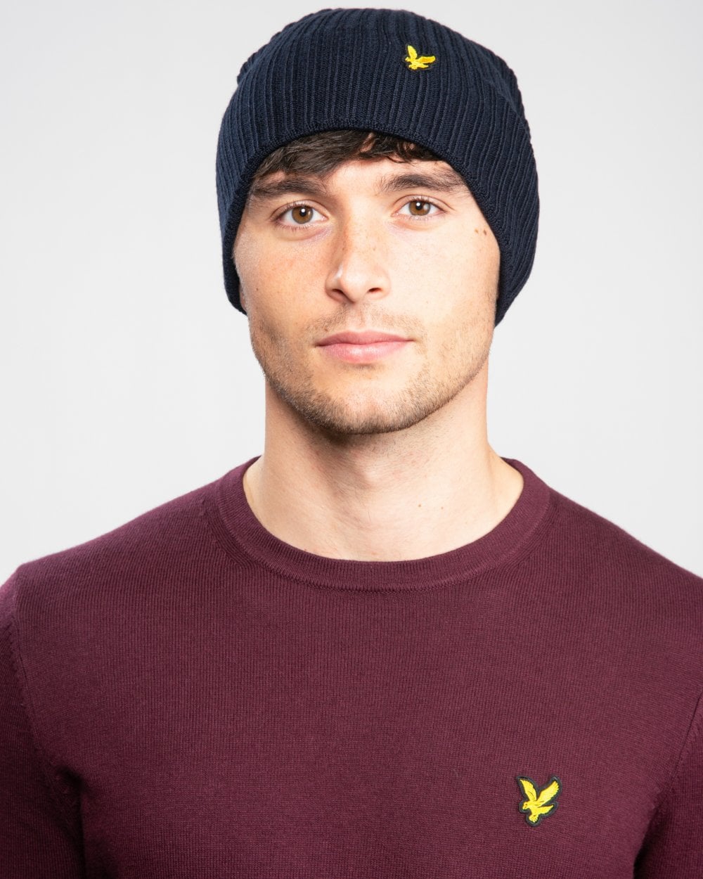 Lyle & Scott Knitted Ribbed Beanie - Z271 Dark Navy