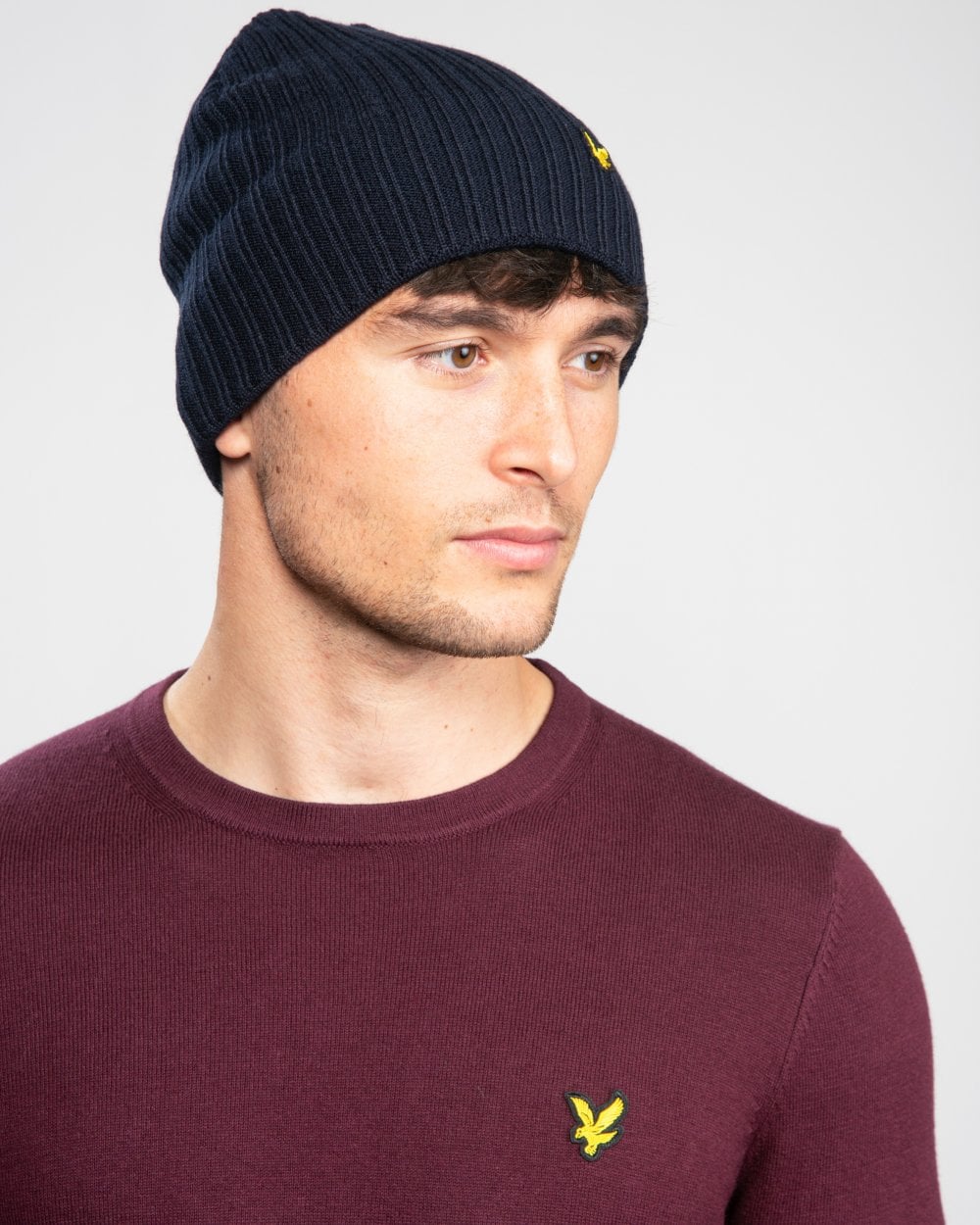 Lyle & Scott Knitted Ribbed Beanie - Z271 Dark Navy