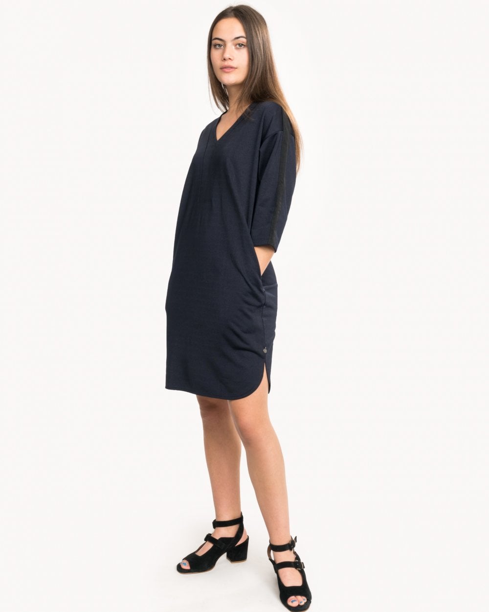 Maison Scotch V-Neck Sweat Panel Sleeved Womens Dress