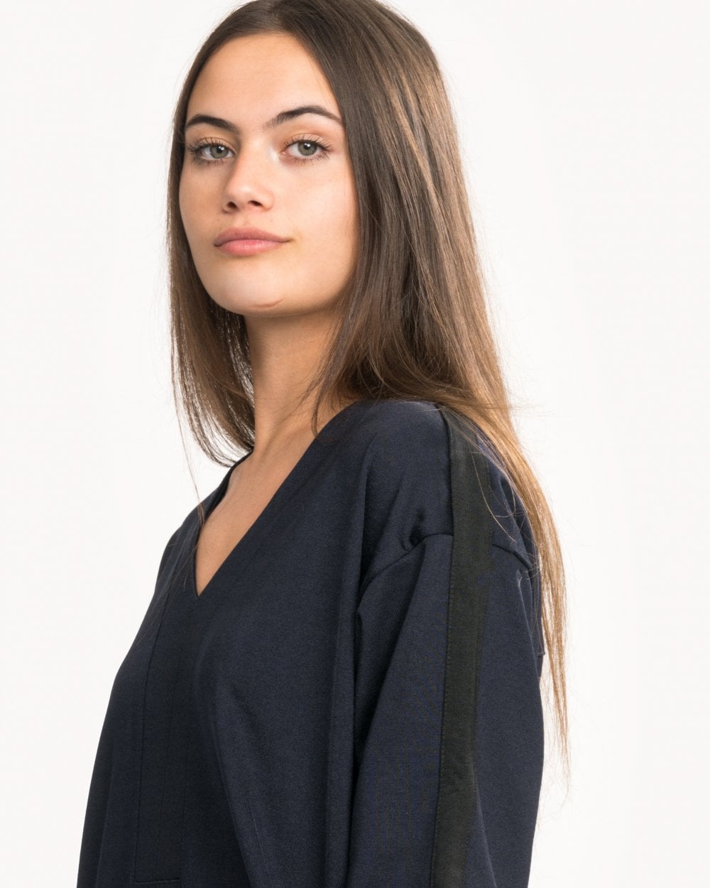 Maison Scotch V-Neck Sweat Panel Sleeved Womens Dress